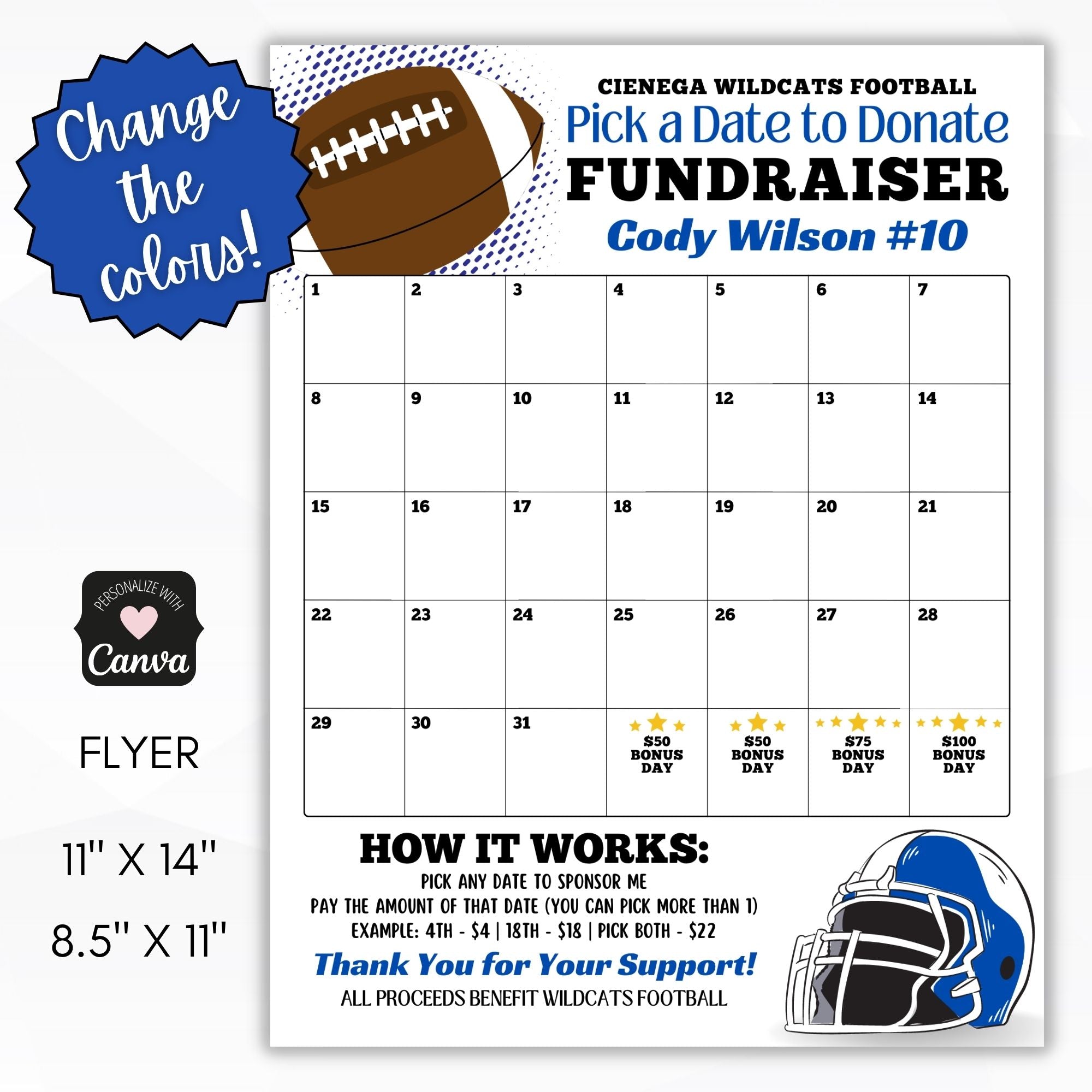 Football Calendar Fundraiser Simple Desert Designs