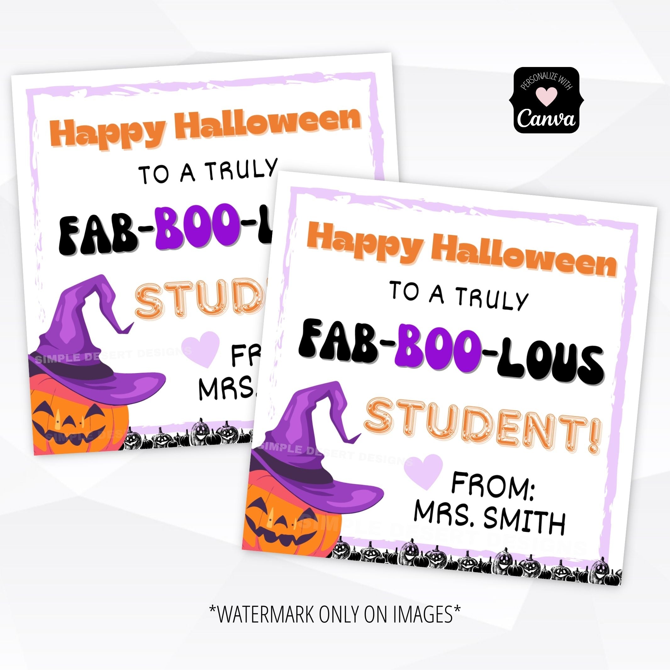 student gift tags halloween