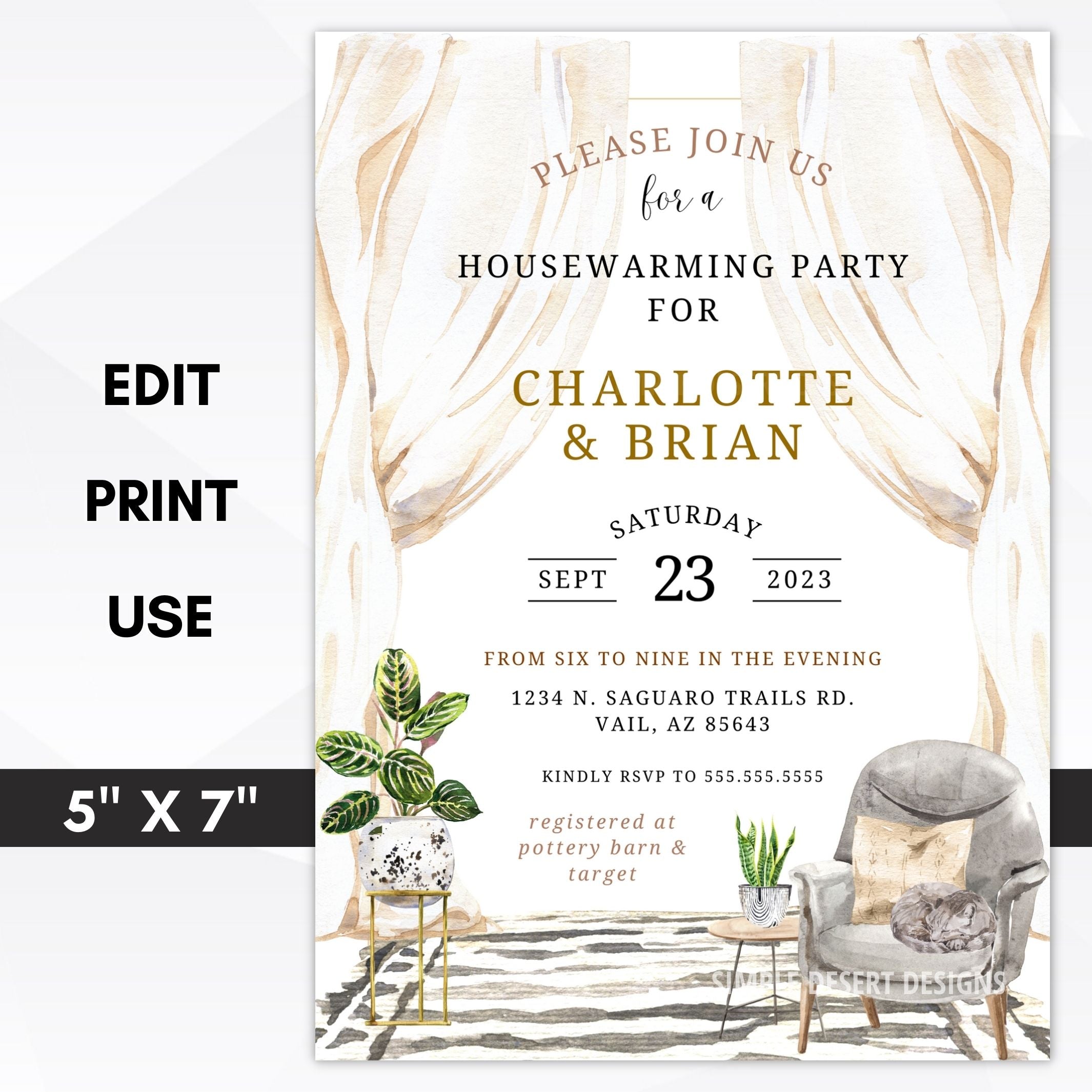 Cozy Boho Housewarming Invitation – Simple Desert Designs