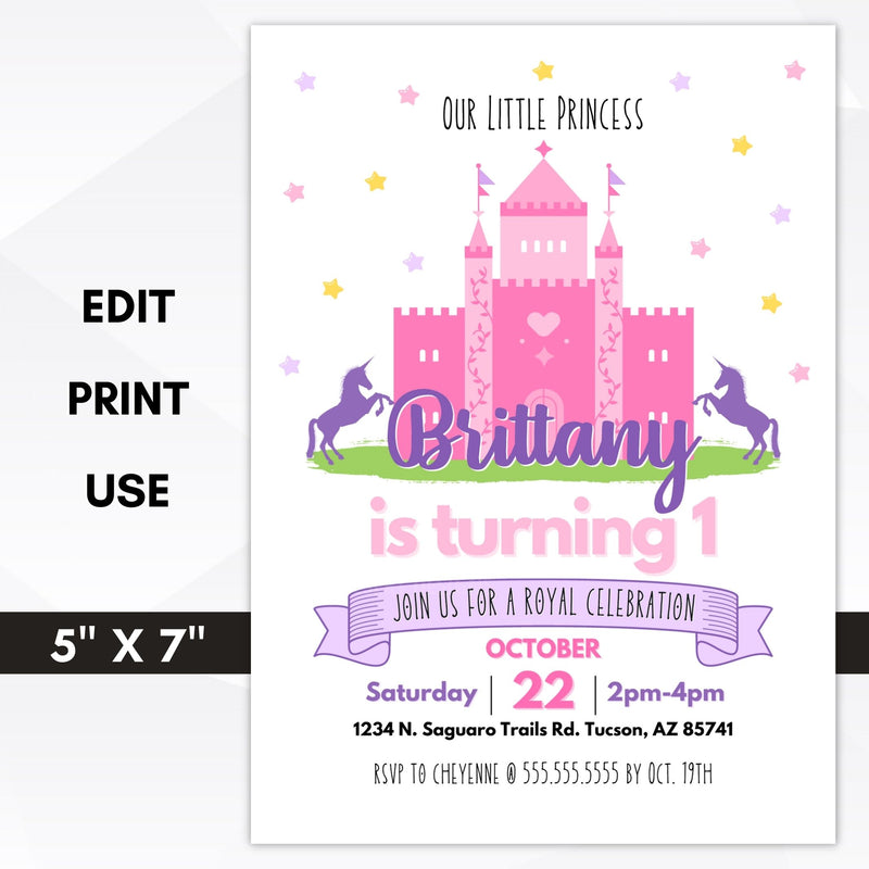 1st birthday invitation princess