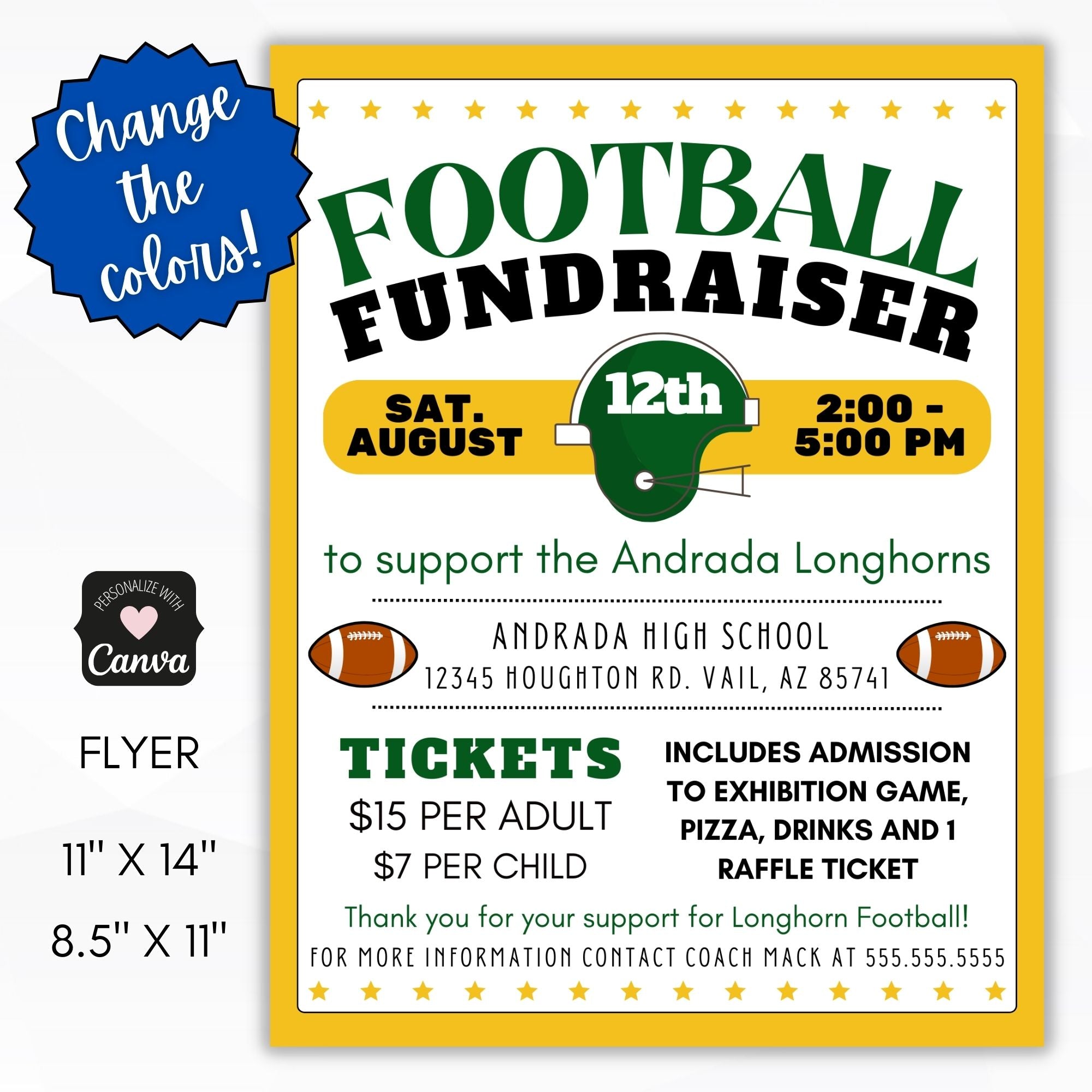 Football Fundraiser Flyer Template Simple Desert Designs