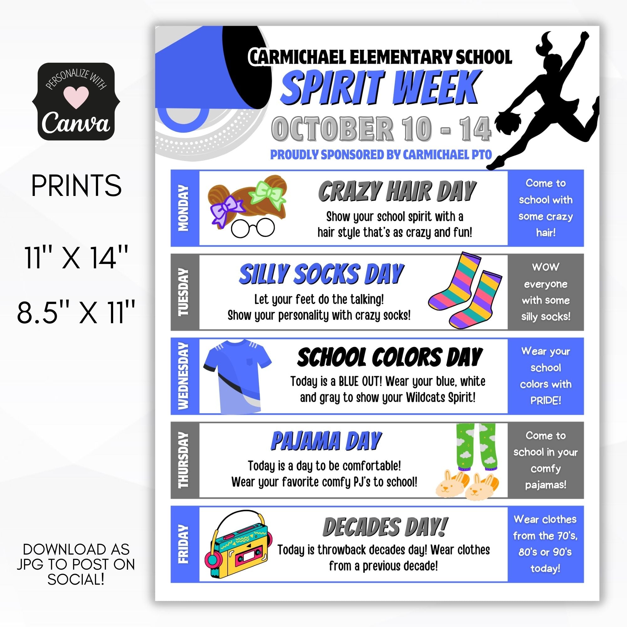 School Spirit Week Itinerary Schedule Simple Desert Designs