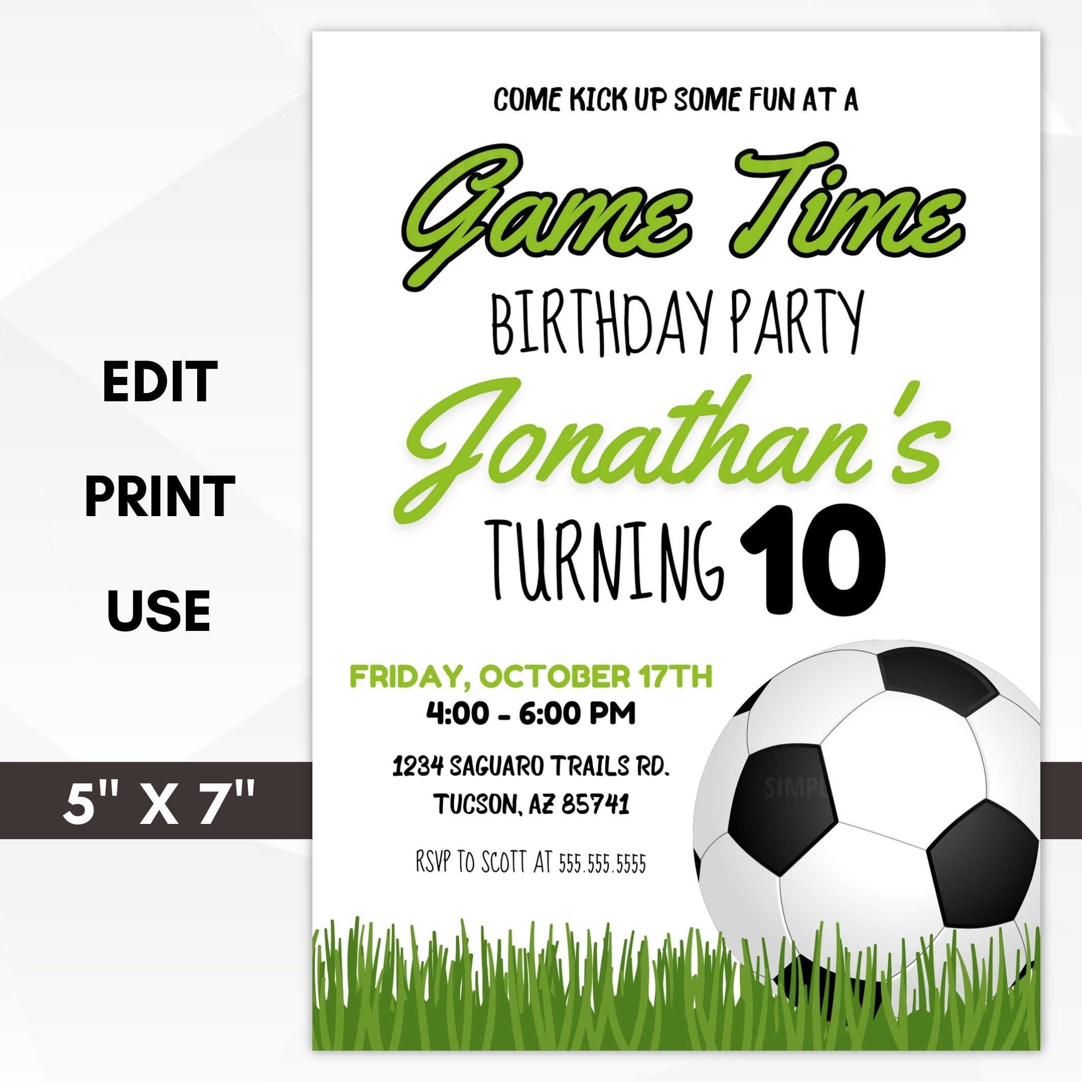 soccer birthday invite – simple desert designs
