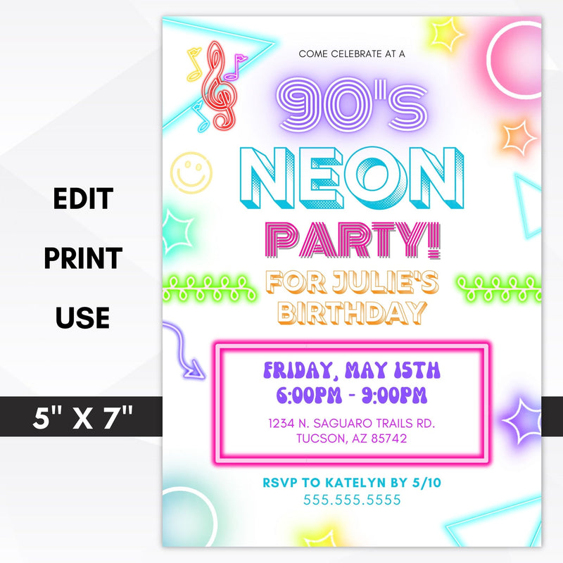 90s birthday party invitation