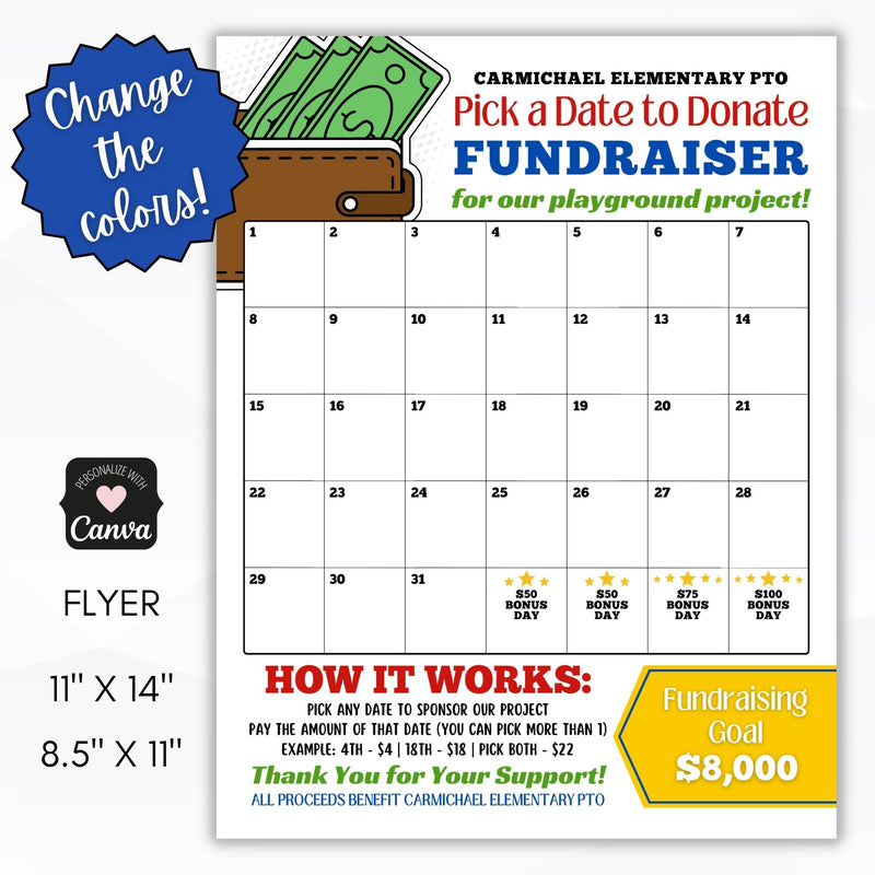 calendar fundraiser pick a date