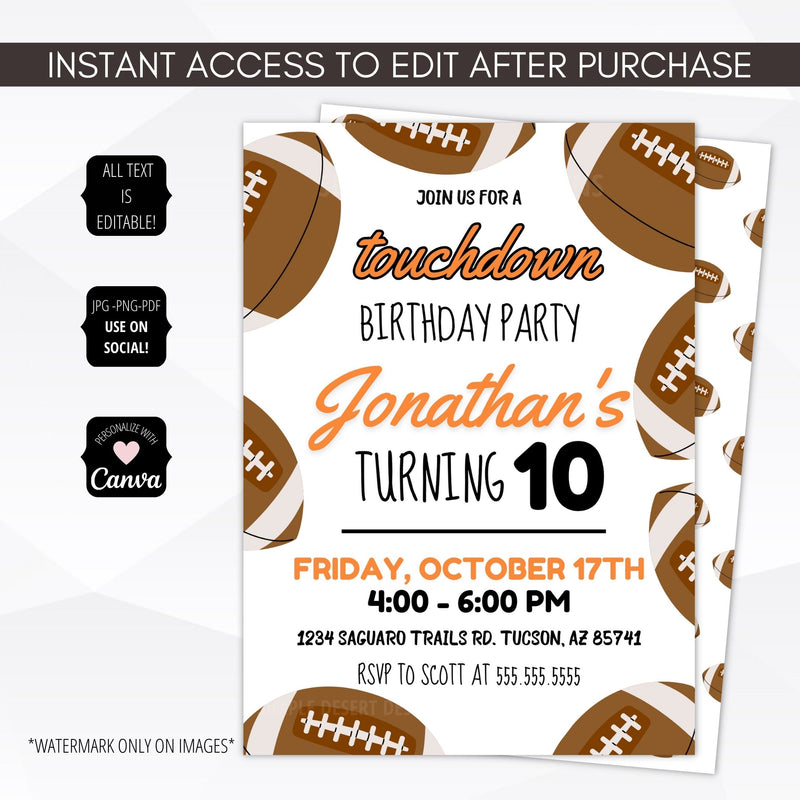 football birthday party invitation