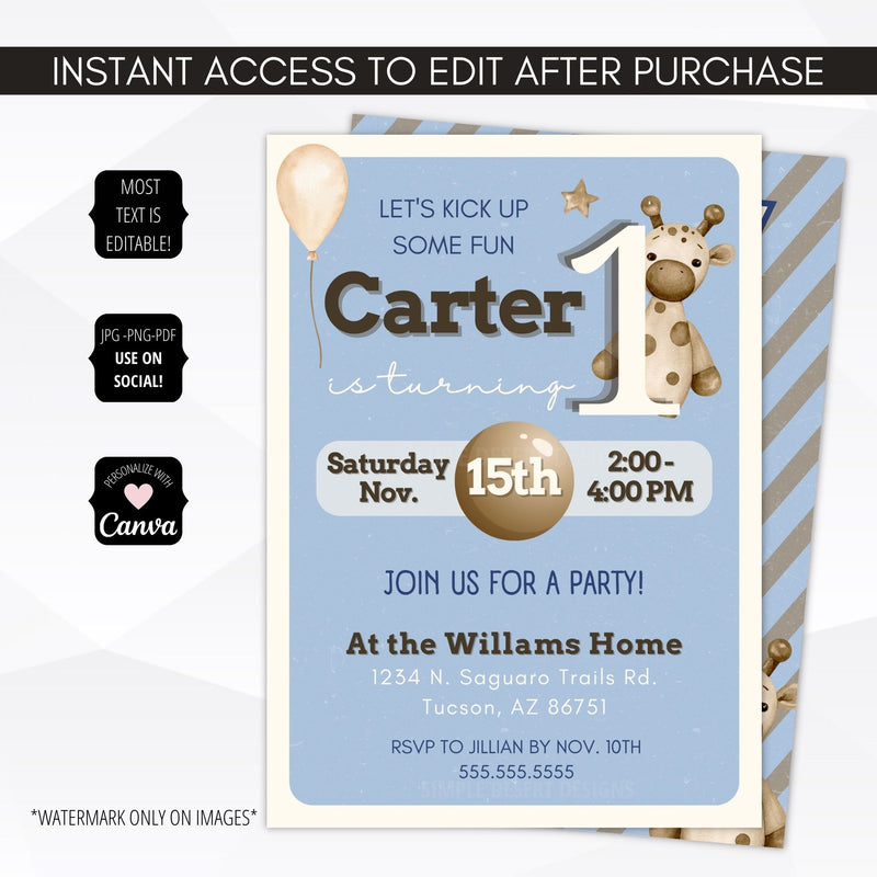 boys 1st birthday invitations