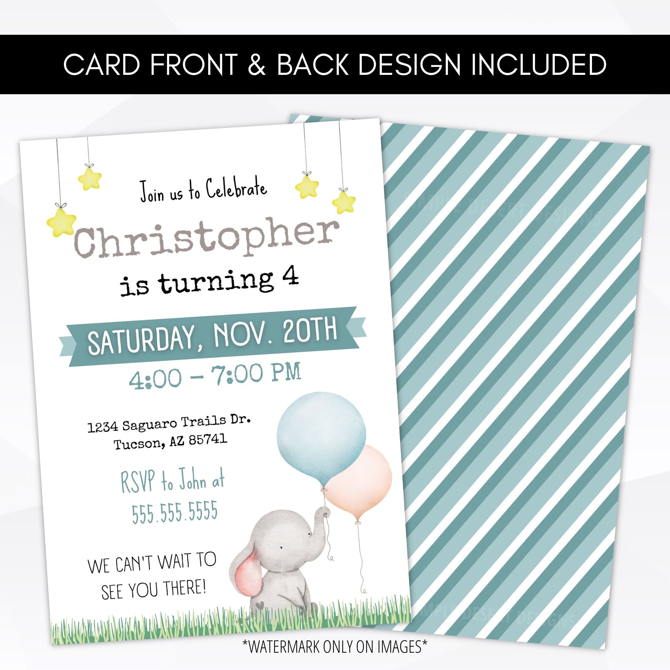 birthday party invitation elephants