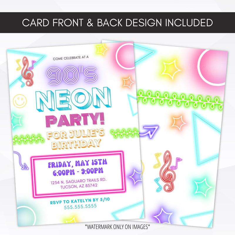 neon party invitatons