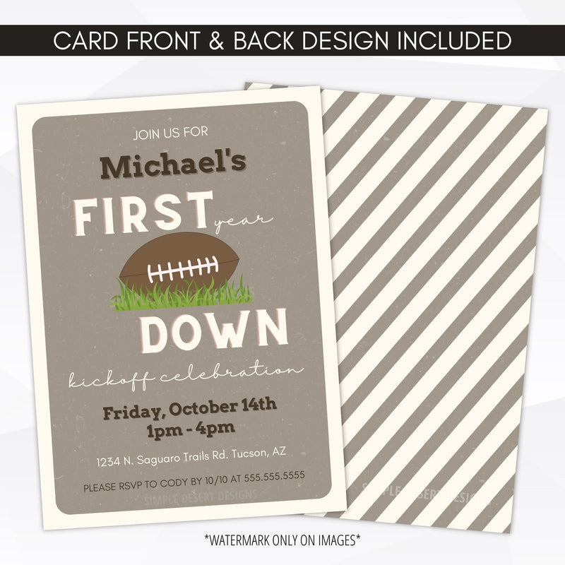 Football 1st Birthday Party Invite