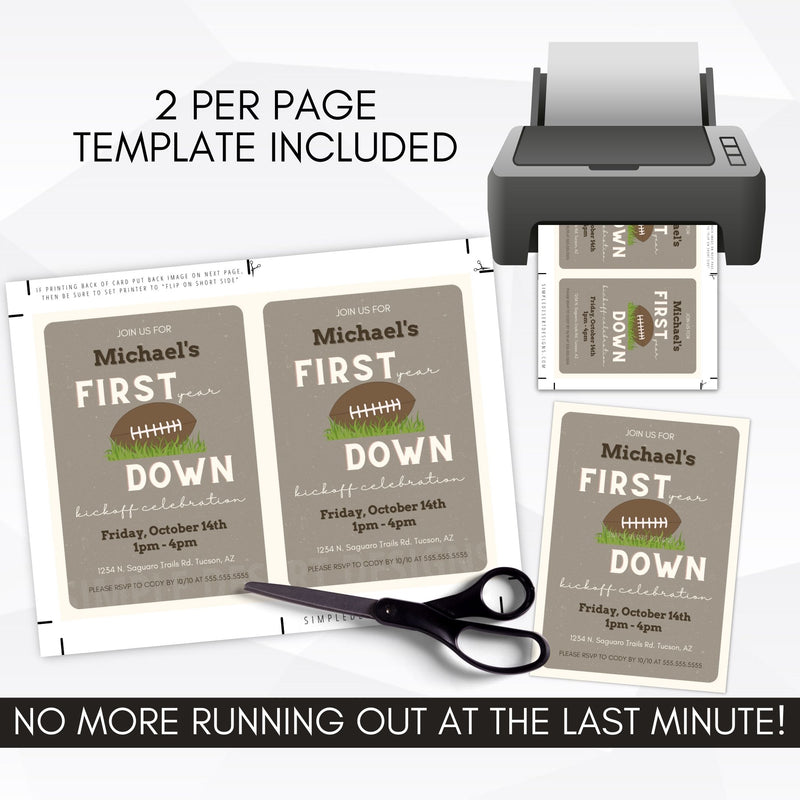 Football 1st Birthday Party Invite