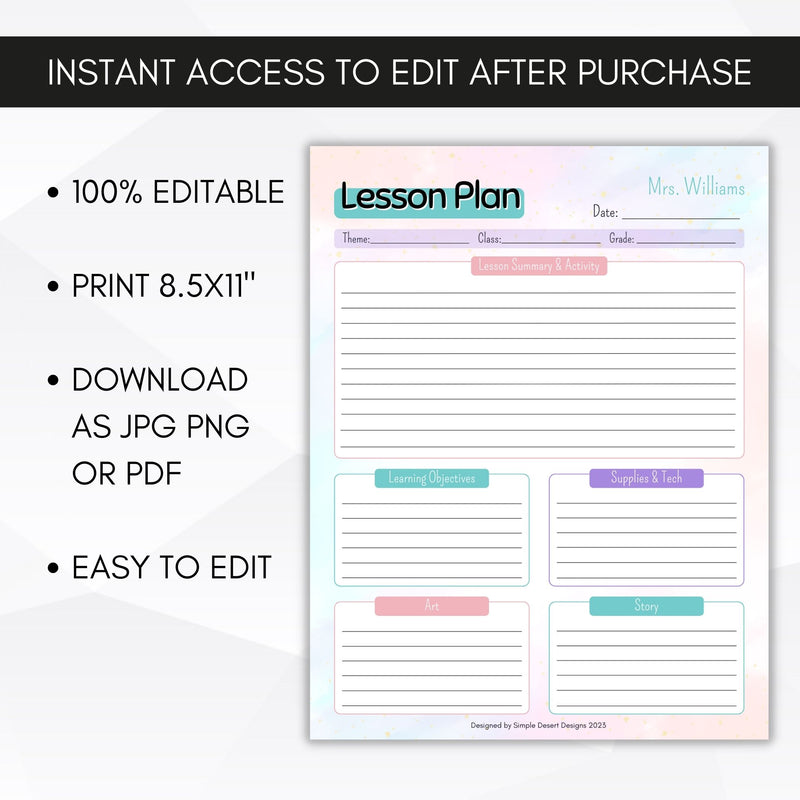 teacher lesson plans template
