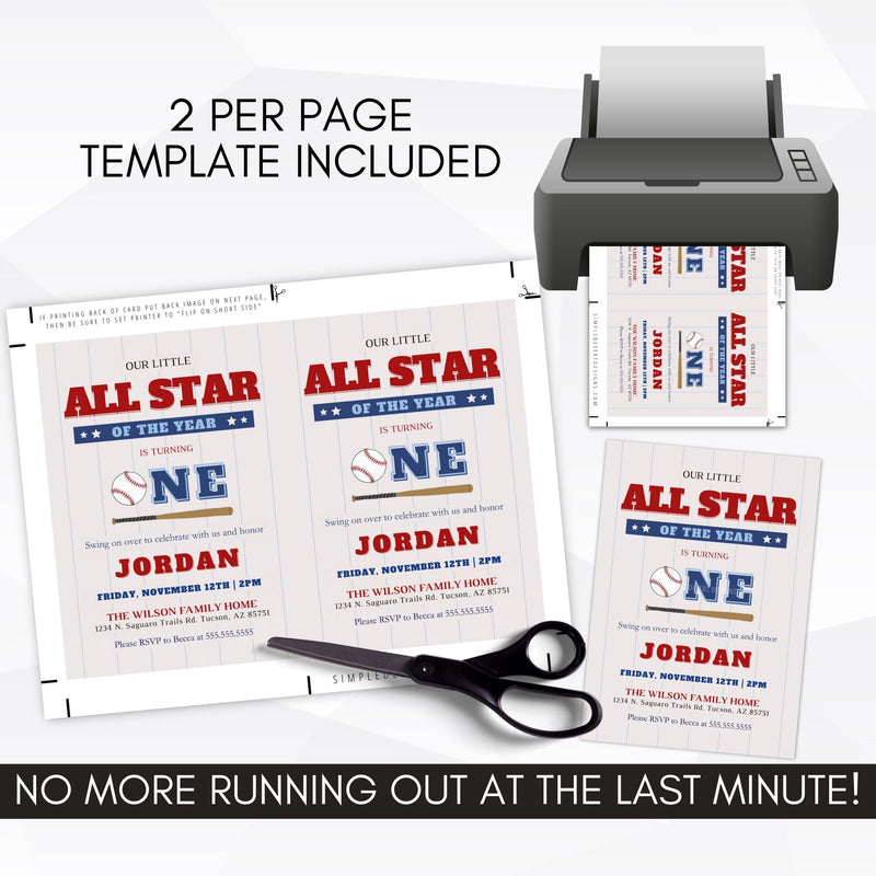 sports theme first birthday invitation