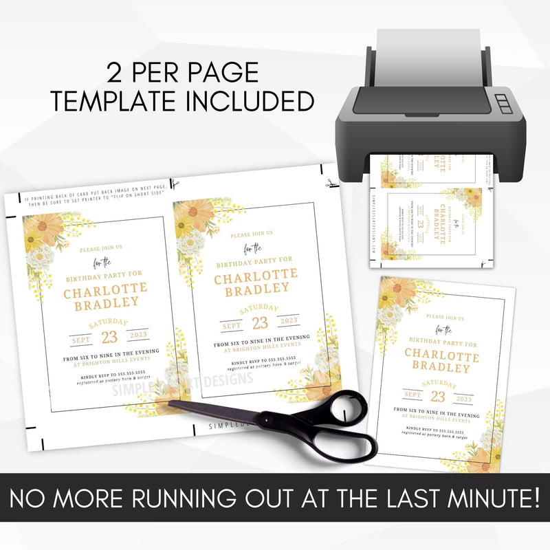 wildflower birthday invitation template