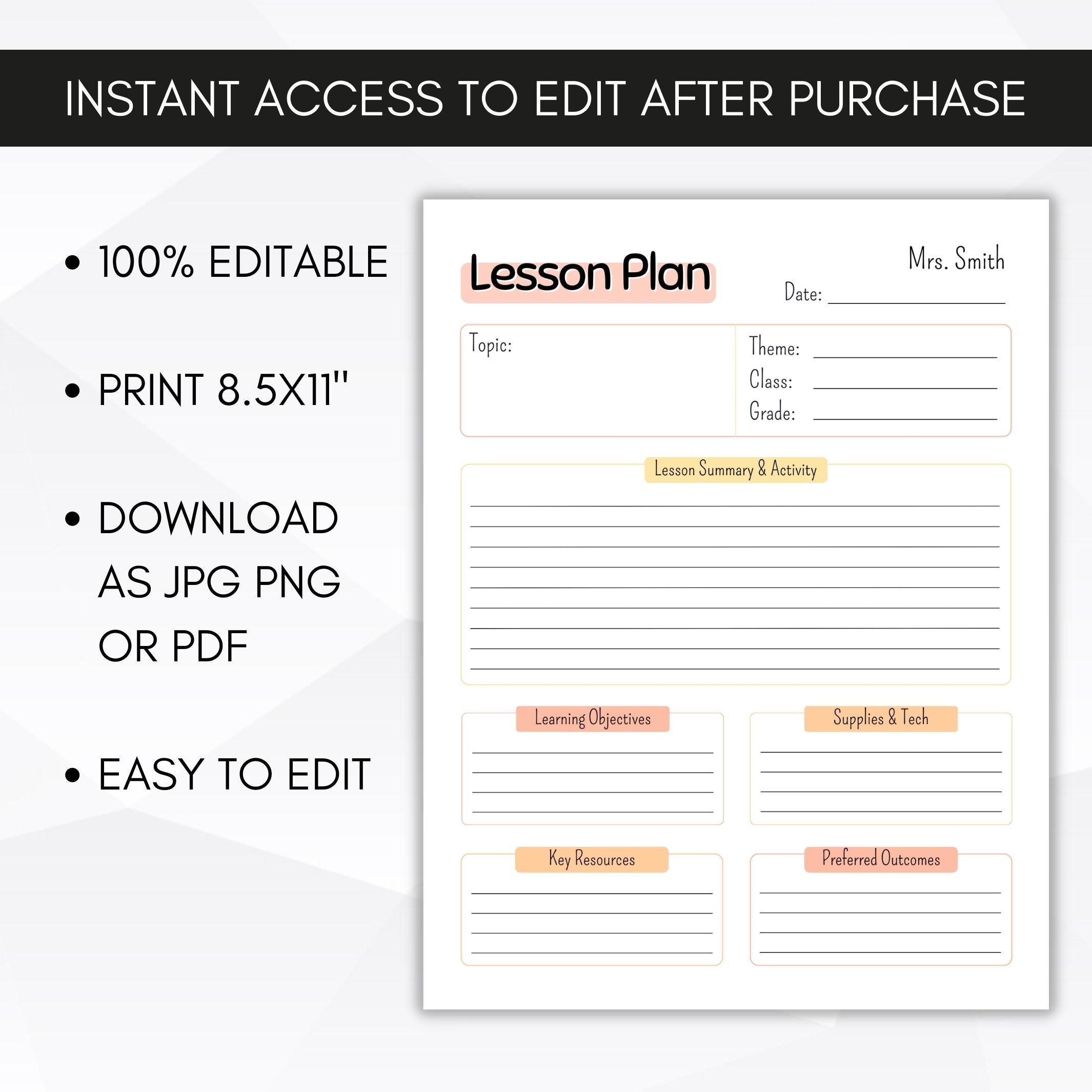 teaching plan templates