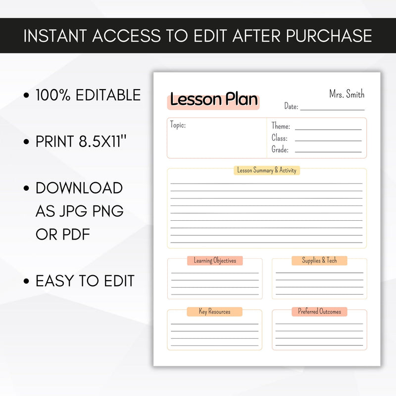 teaching plan templates