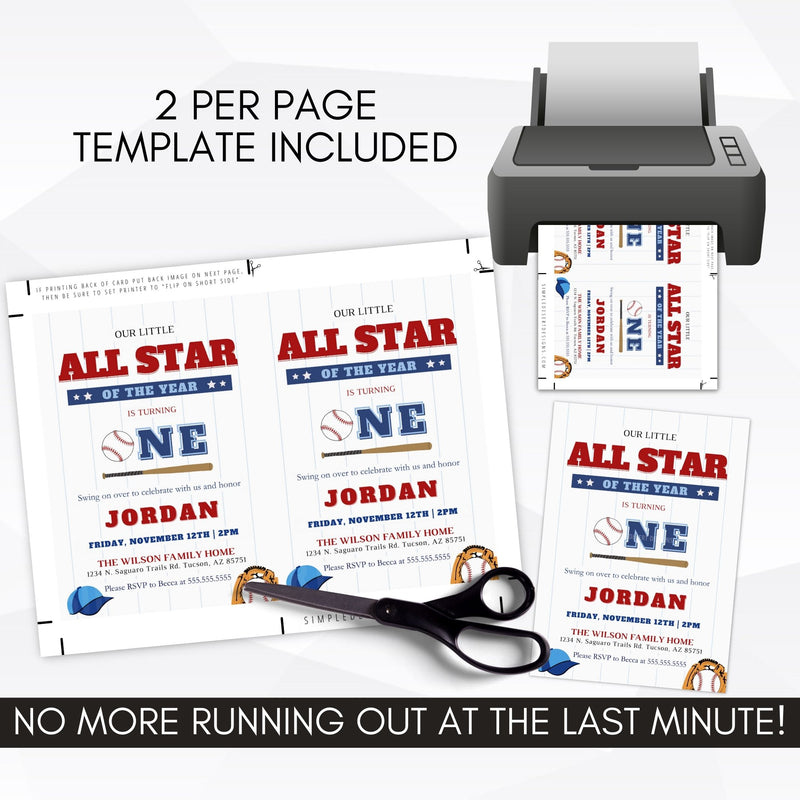 baseball birthday party invitation 1 year old