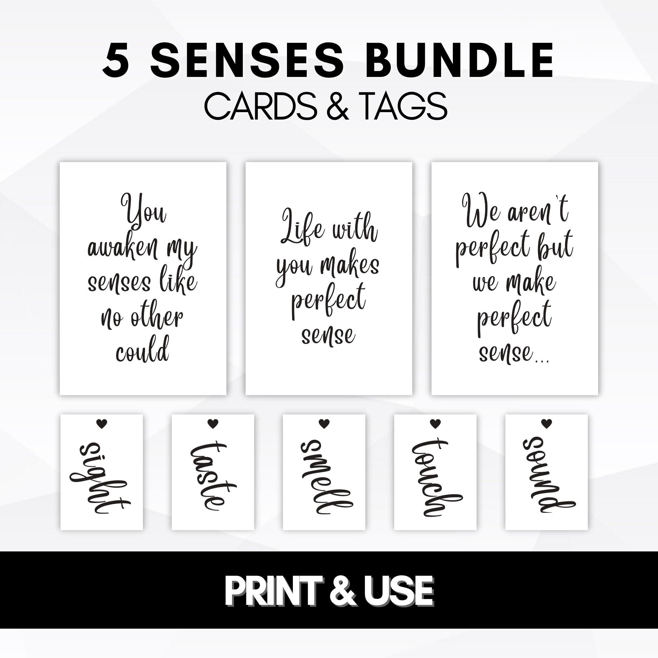 Five Senses Gift Tags & Card. 5 Senses Instant Download Printable