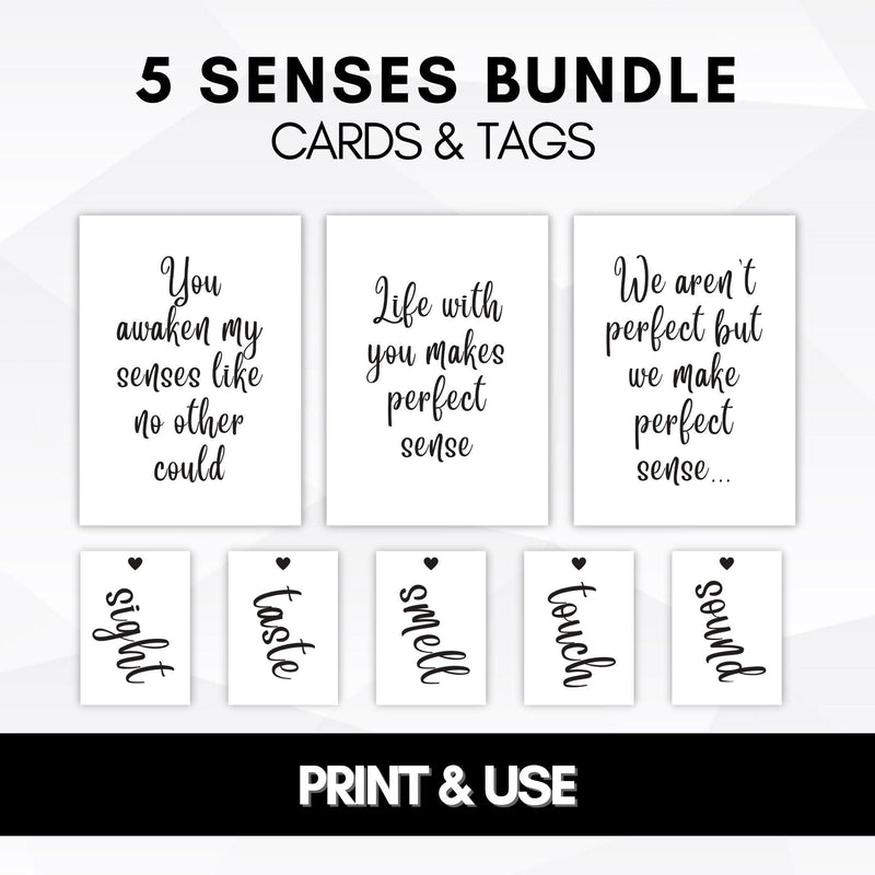 5 sense card and tags bundle