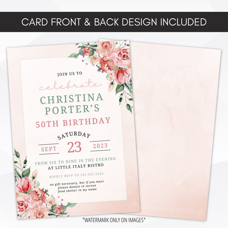 70th 50th birthday invitation personalize it