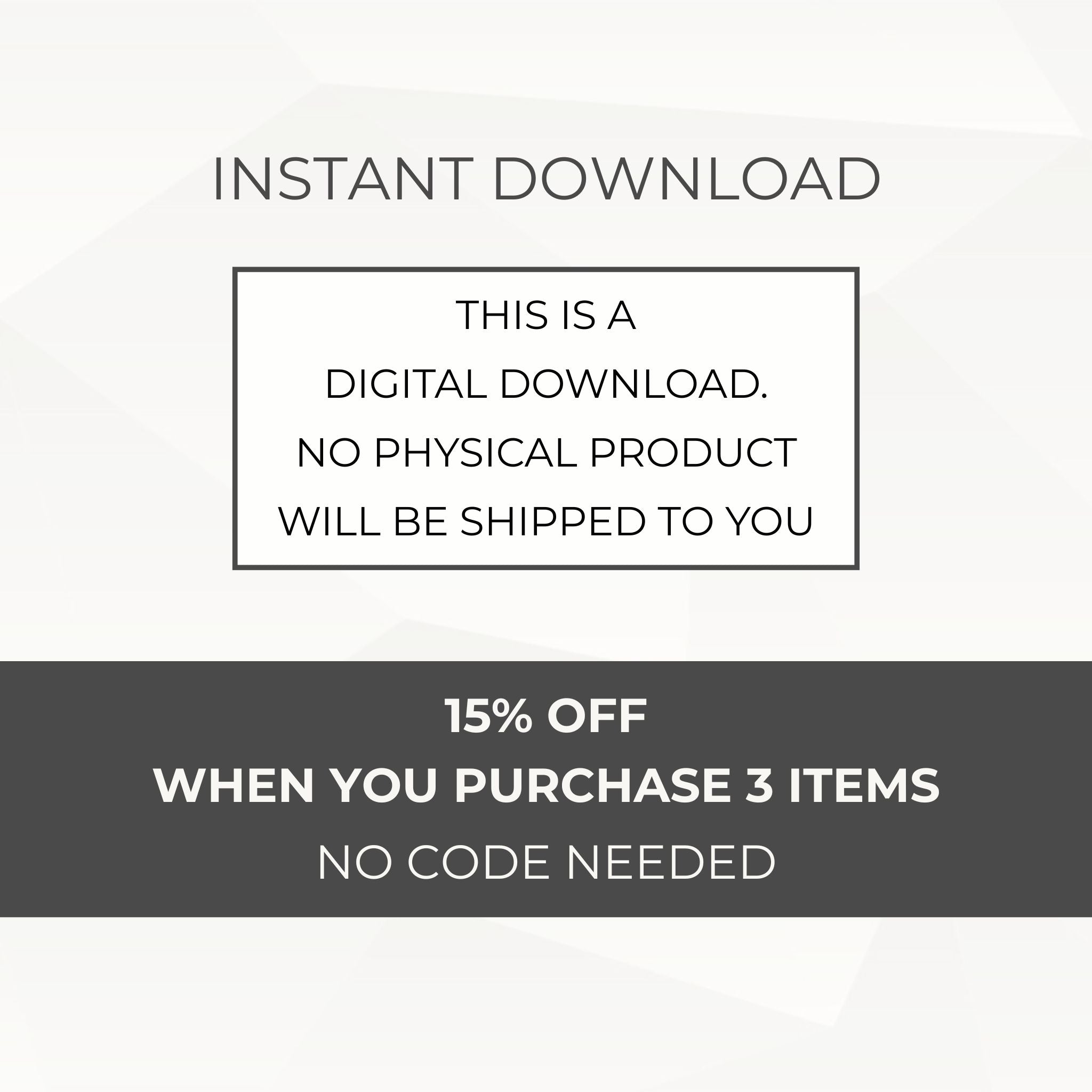 Text indicating digital download availability and promotional offer on a white background