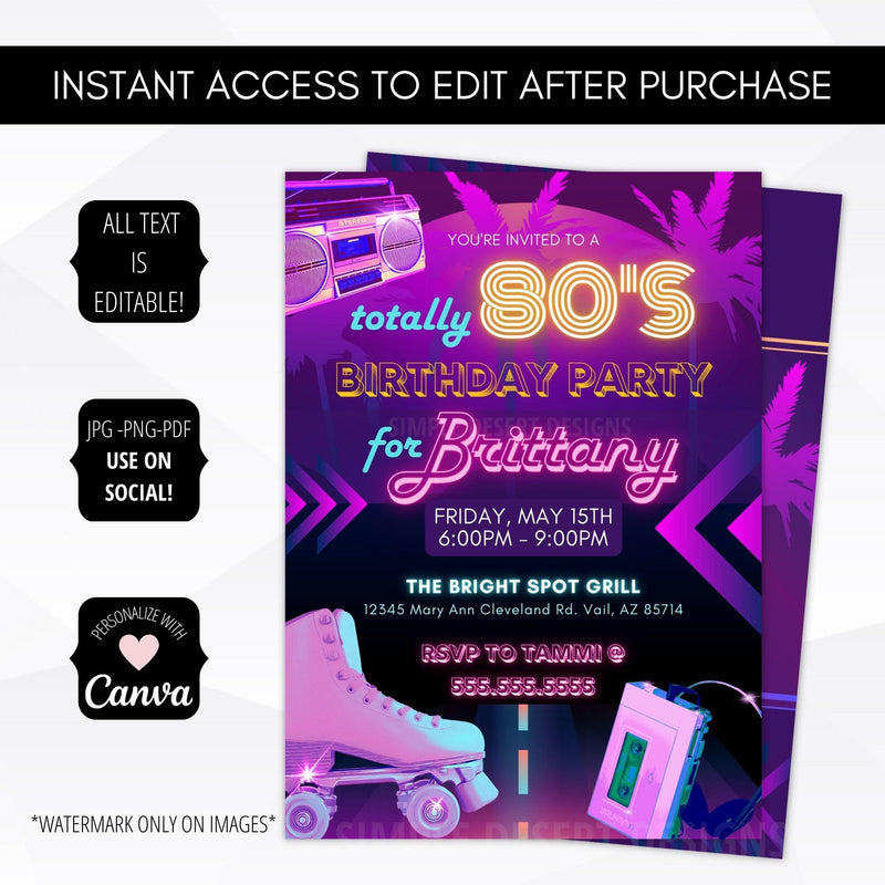 retro birthday invitation