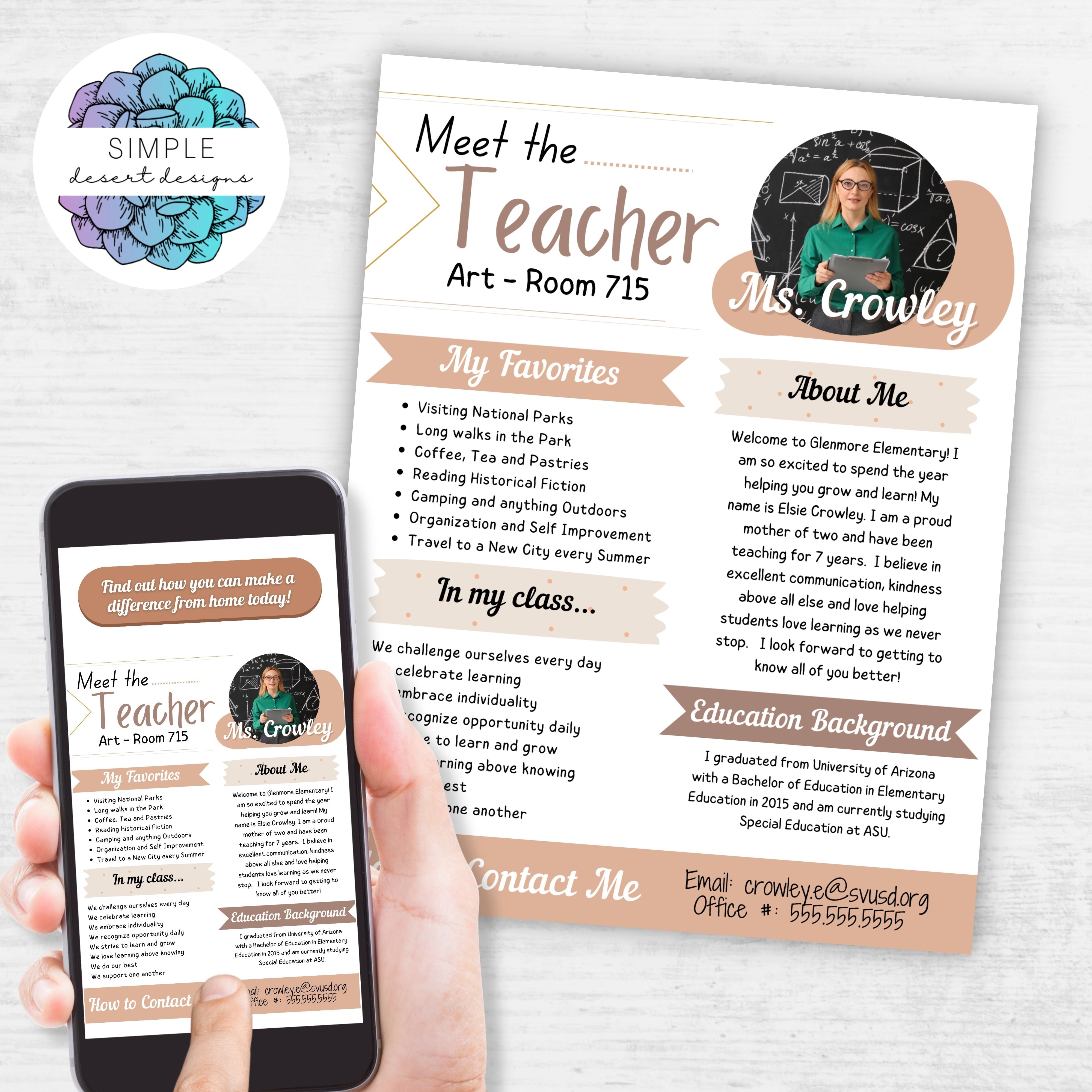 editable abstract bohemian theme meet the teacher flyer newsletter