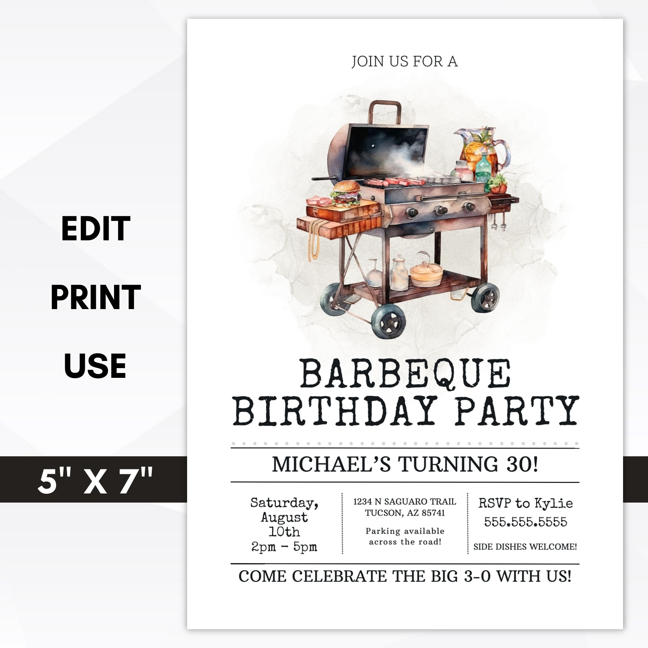 Modern Barbeque Birthday Party Invitation