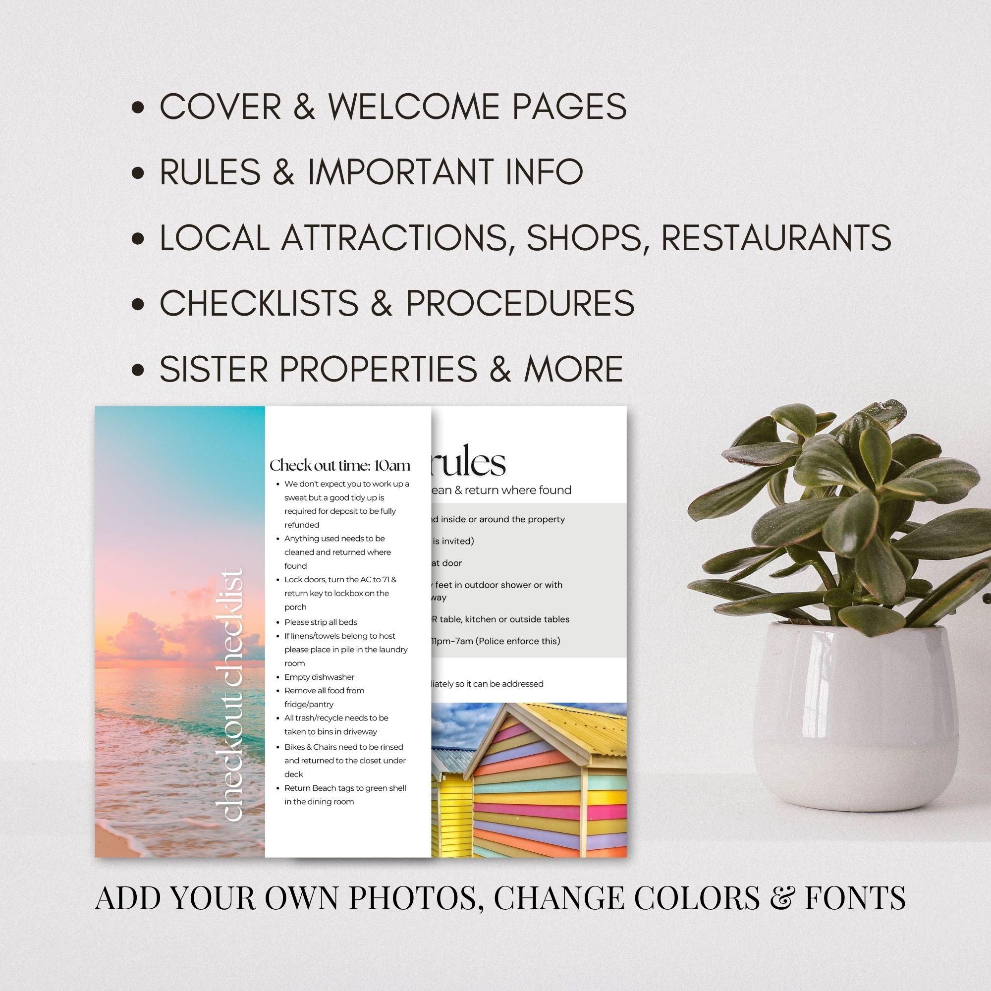 airbnb welcome book beach template