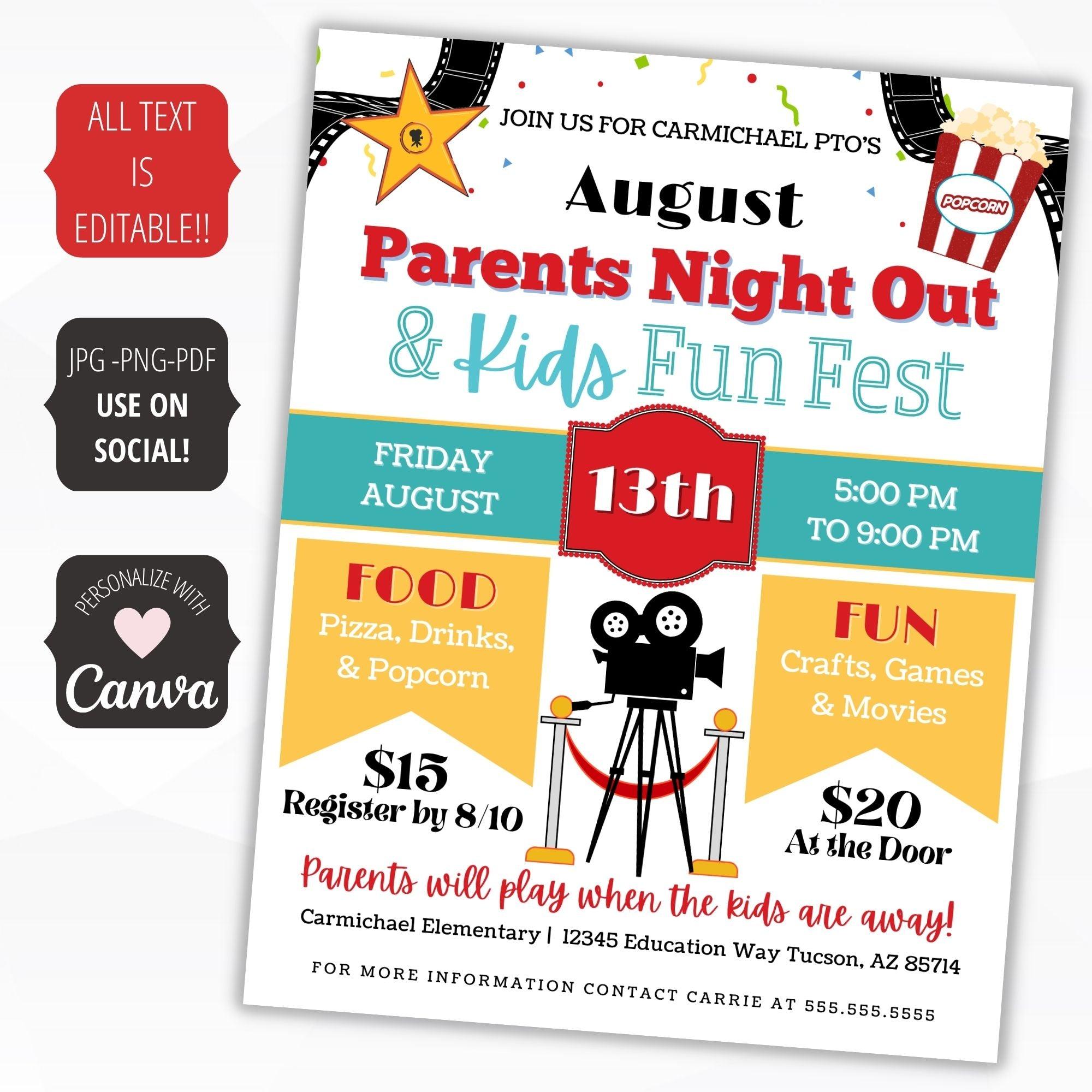 movie night fundraiser flyer invitation