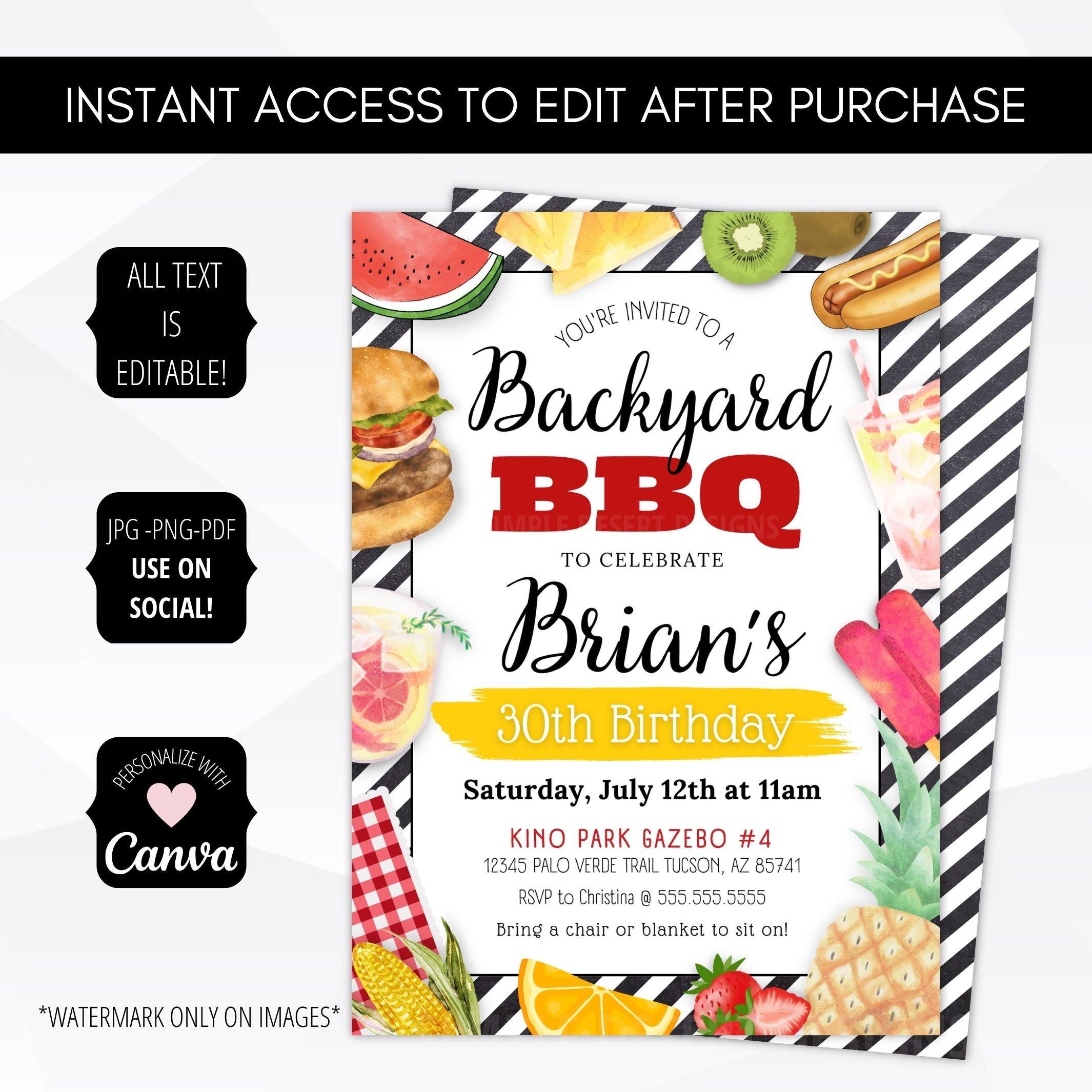 barbeque birthday party invitation