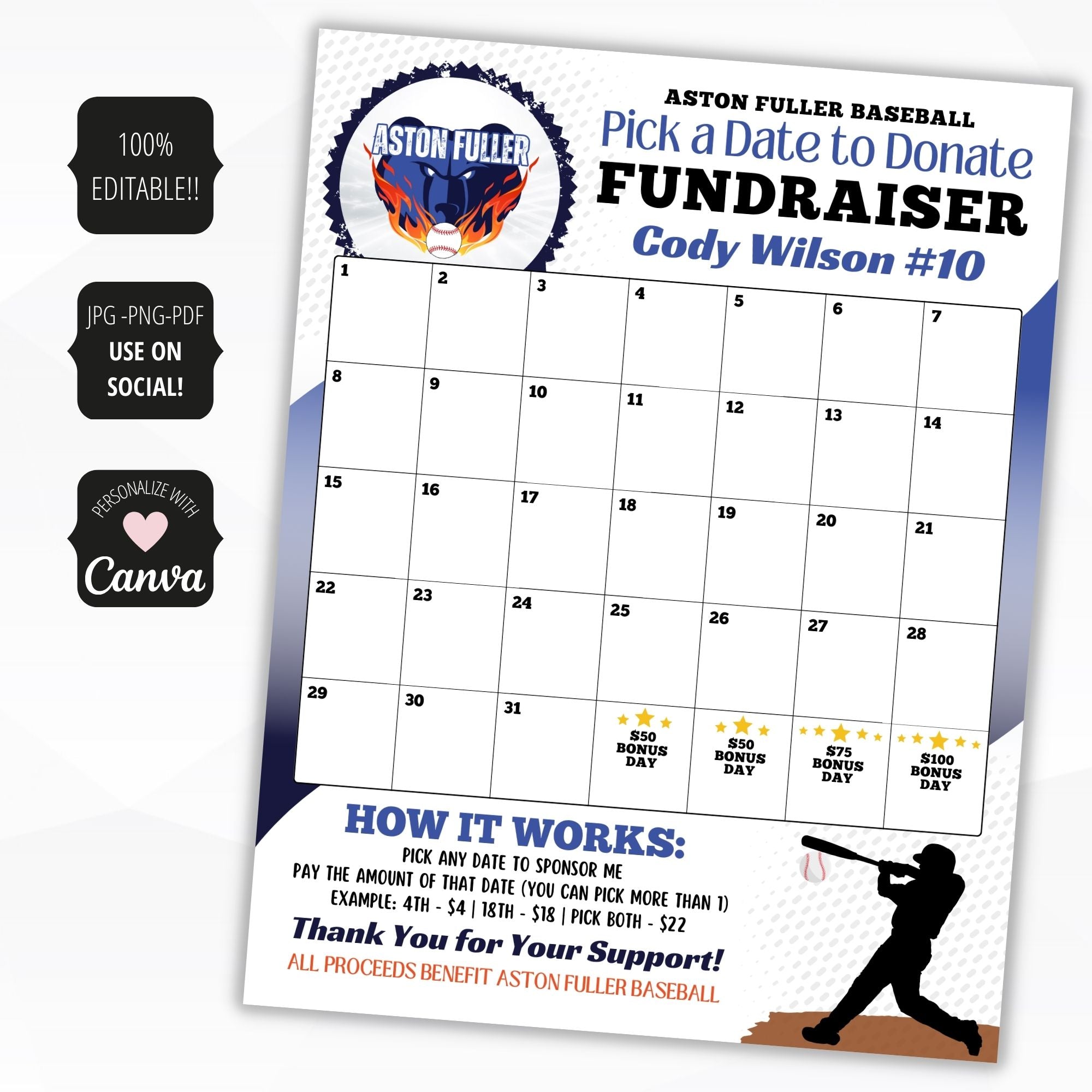 calendar fundraiser template