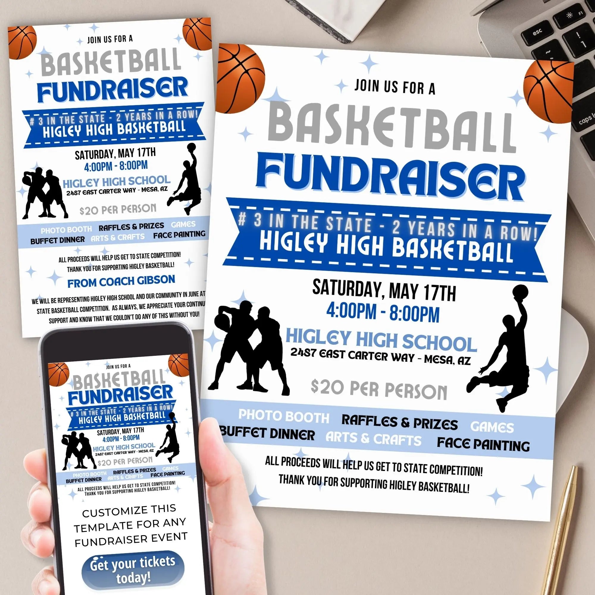 Basketball Fundraiser Flyer Invitation Bundle