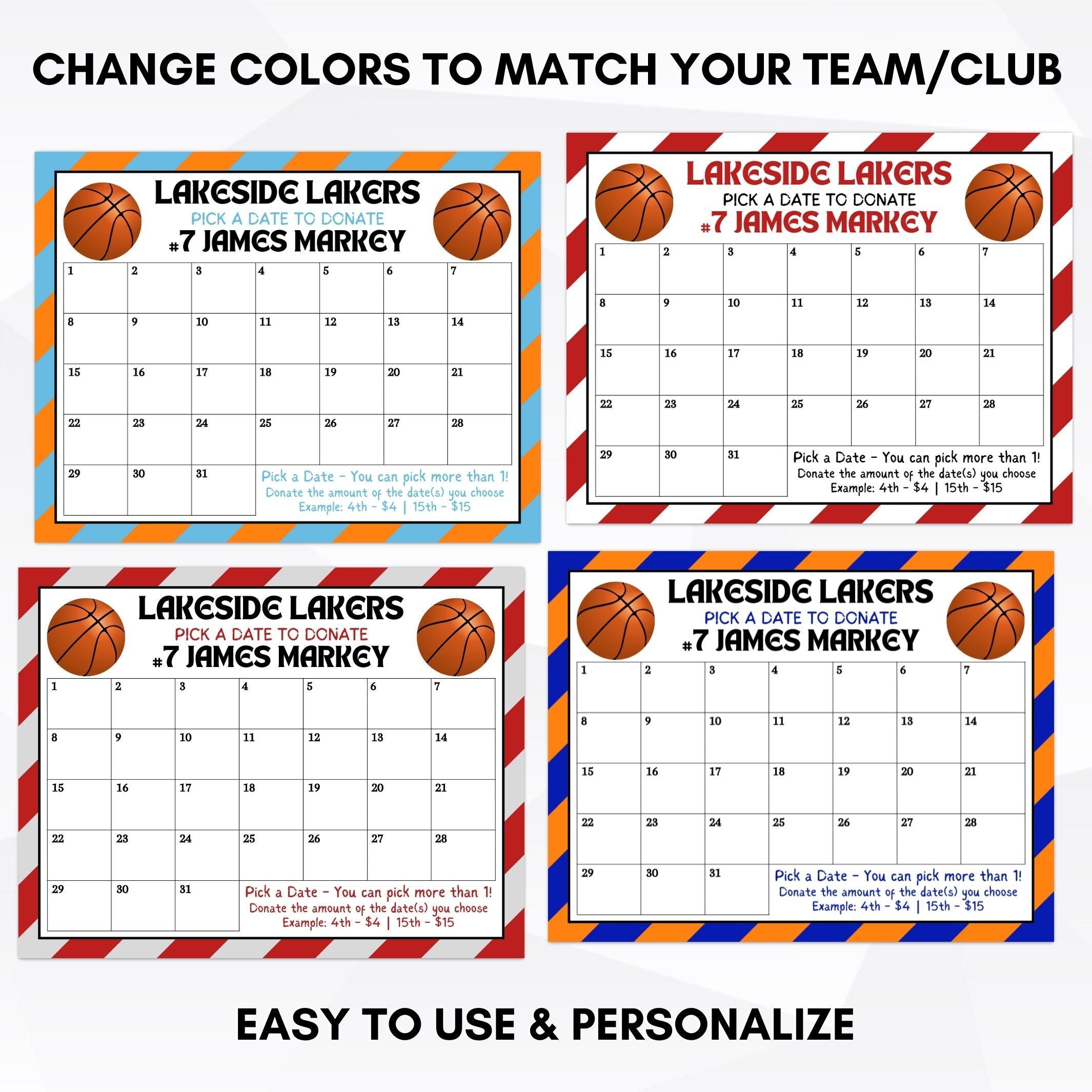 editable printable summer basketball sport schedule fundraiser idea basketball fundraising calendar printable personalized template