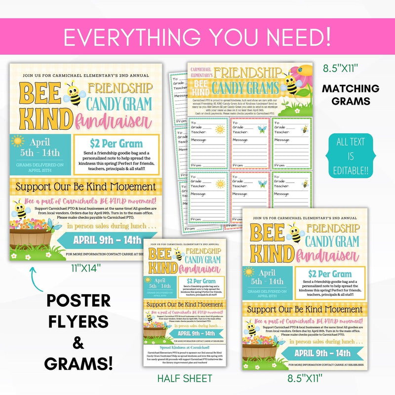 Editable candy grams fundraiser ideas