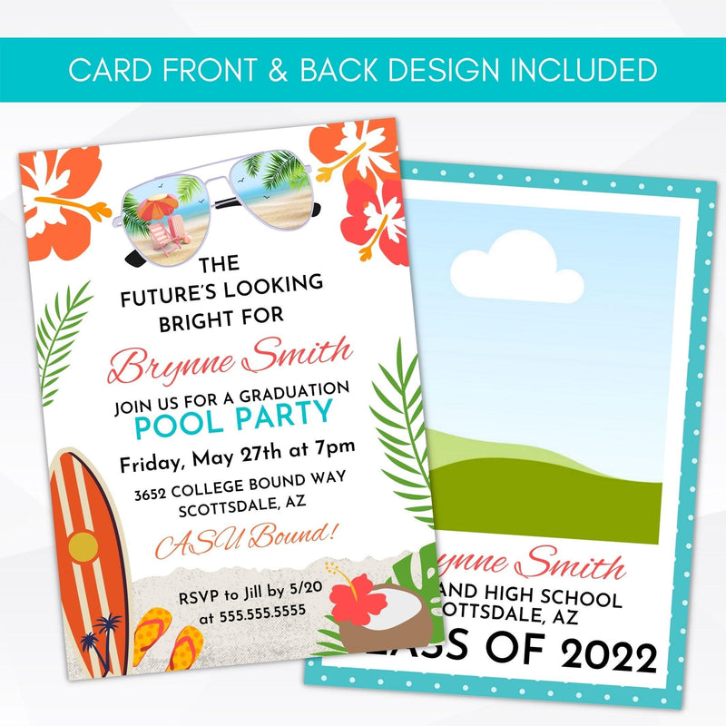 photo graduation announcement invitation pool party middle school high school