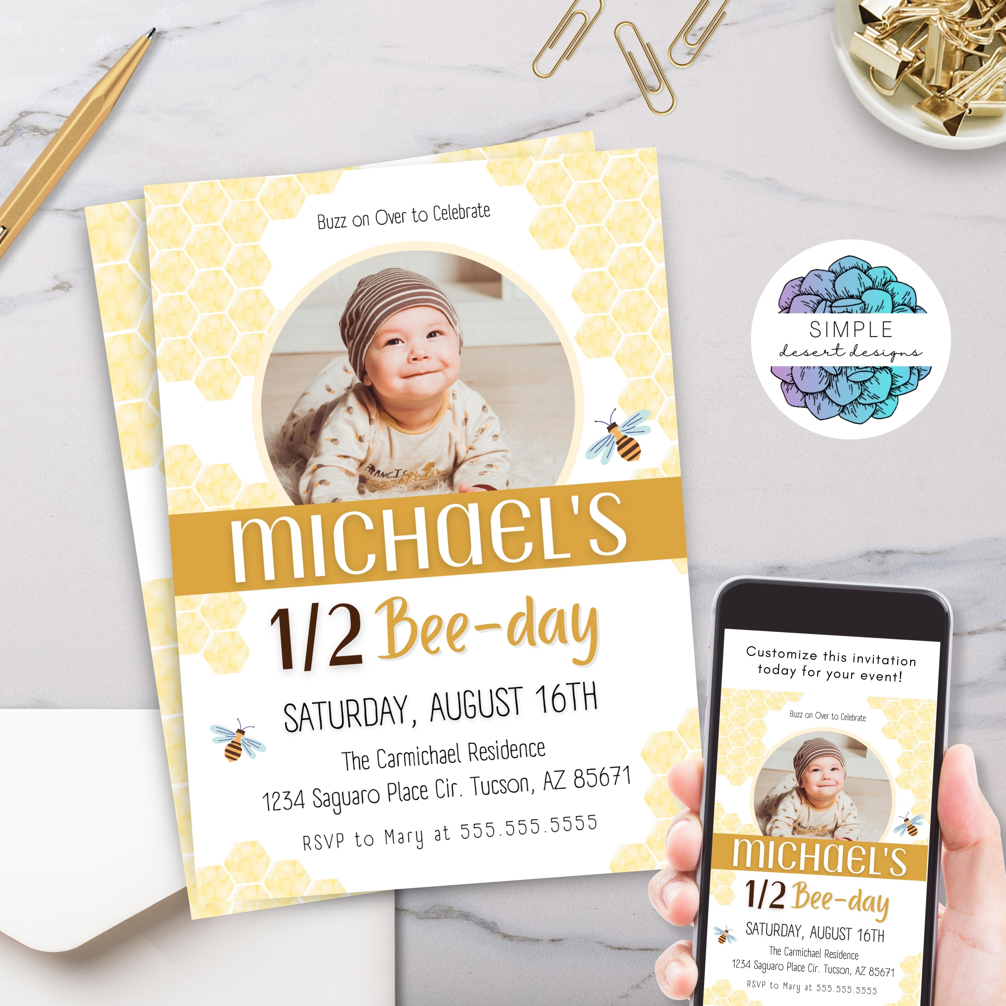 cute bumble bee theme birthday party invitations