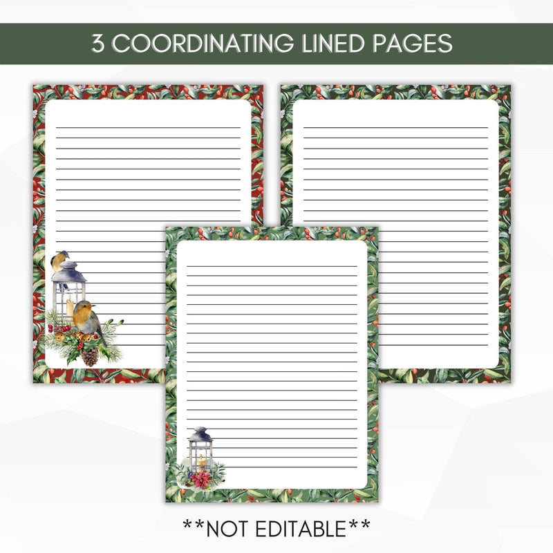 bird lined stationery set