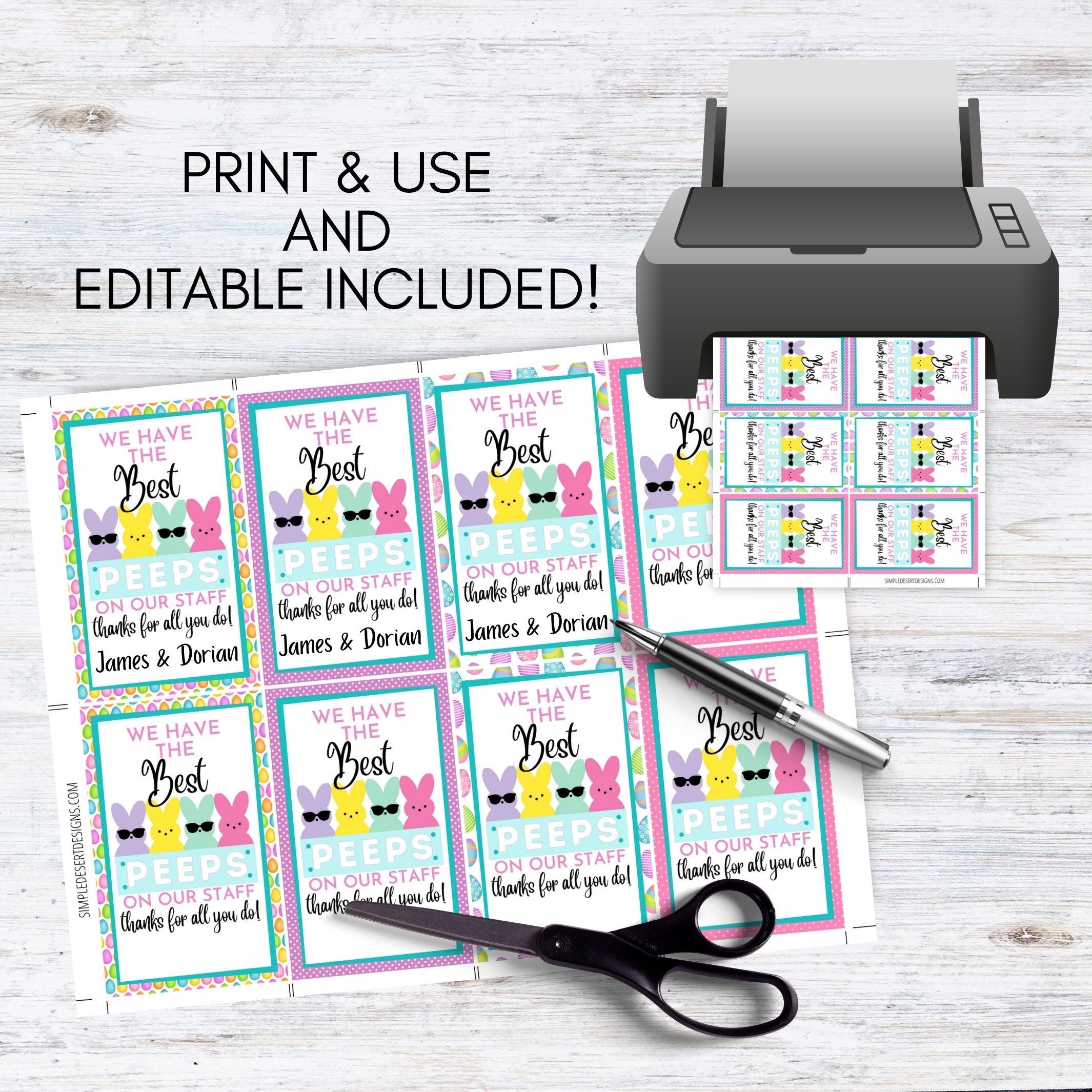 personalized Easter school tags from teacher, student, coworker, staff, employee nurse bunny themed favor tags