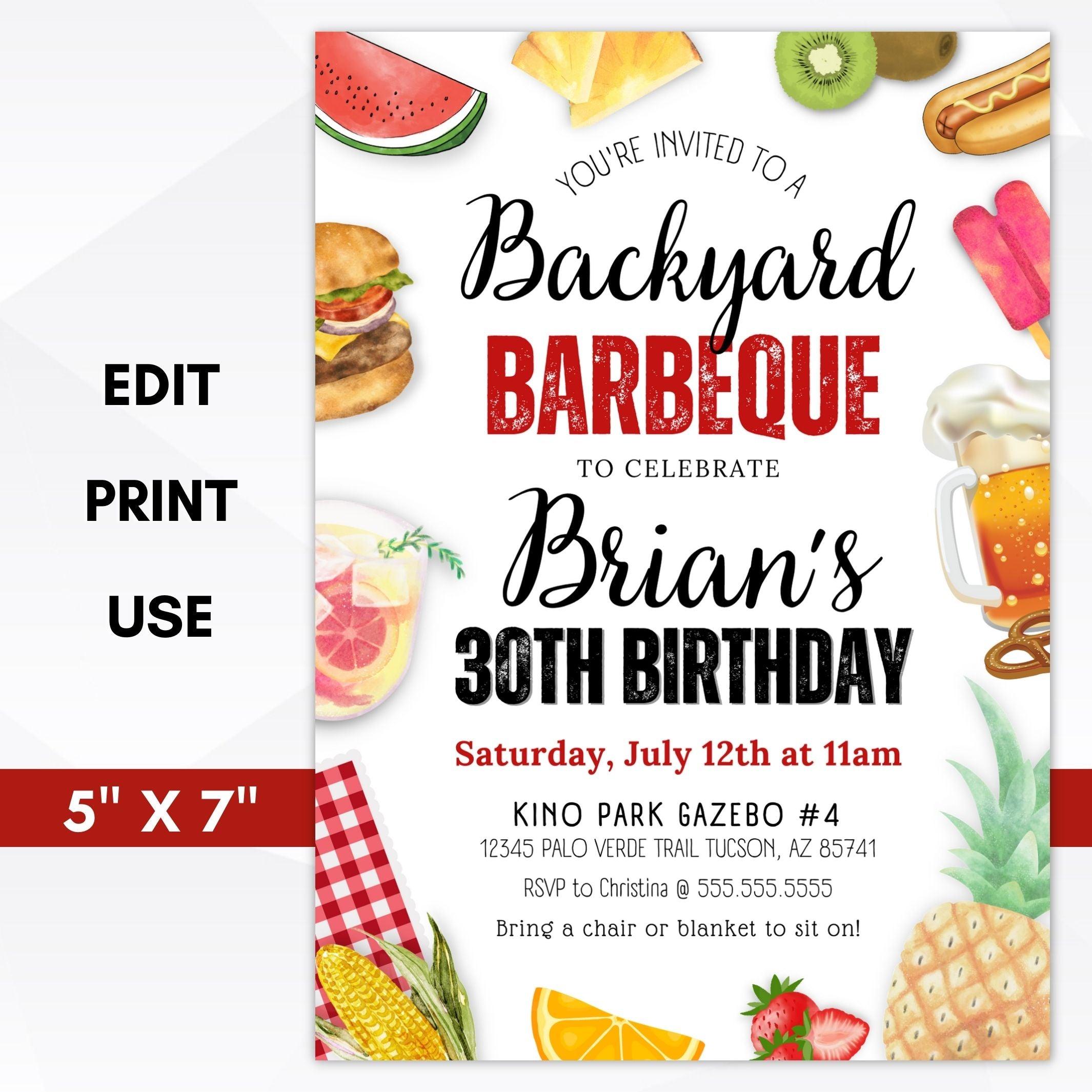 Bbq Party Invitations Free Printable