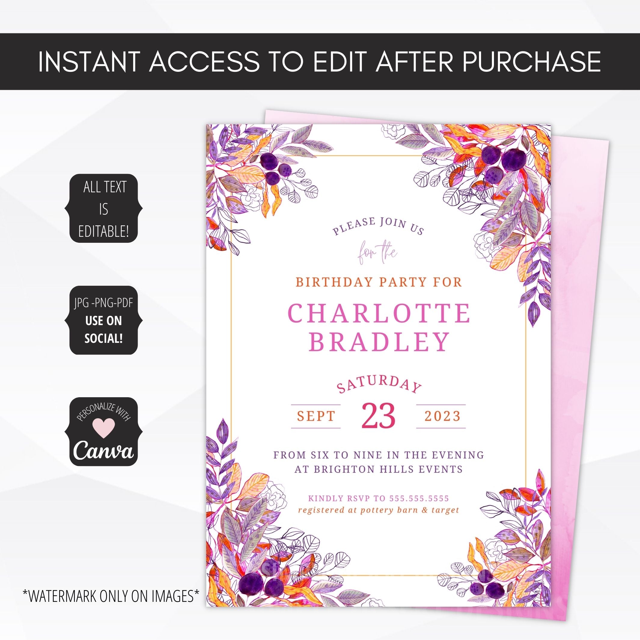 birthday party invitation personalized