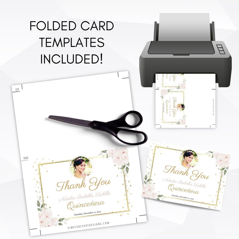 rose gold and pink thank you card template