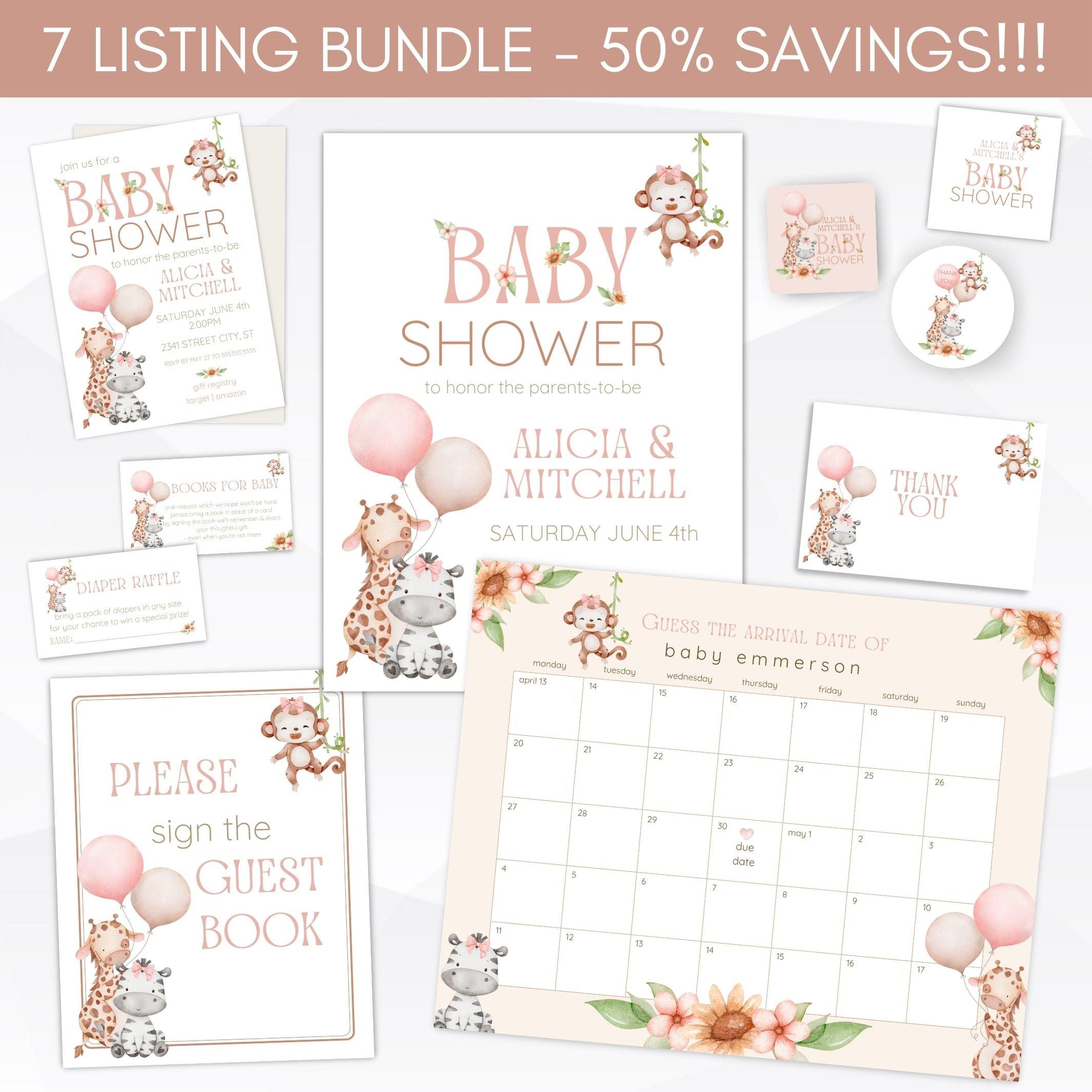 safari baby shower invitation suite