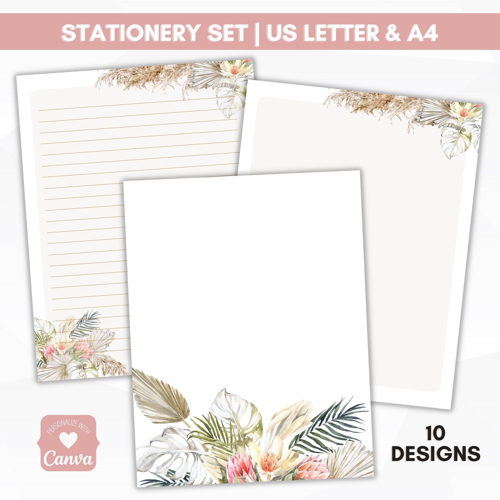 pampas grass stationery journal paper lined and unlined