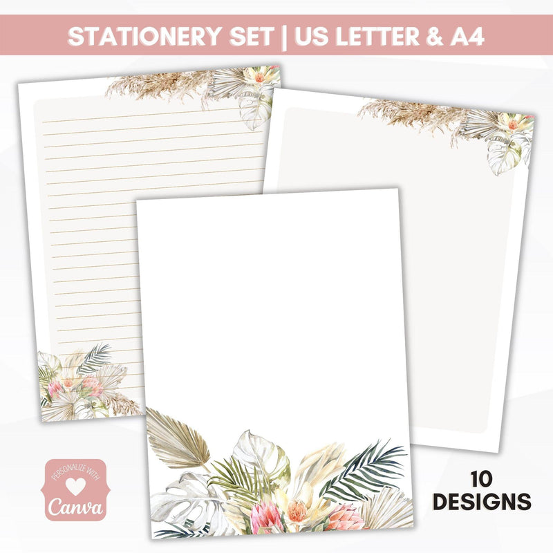 pampas grass  stationery journal paper lined and unlined
