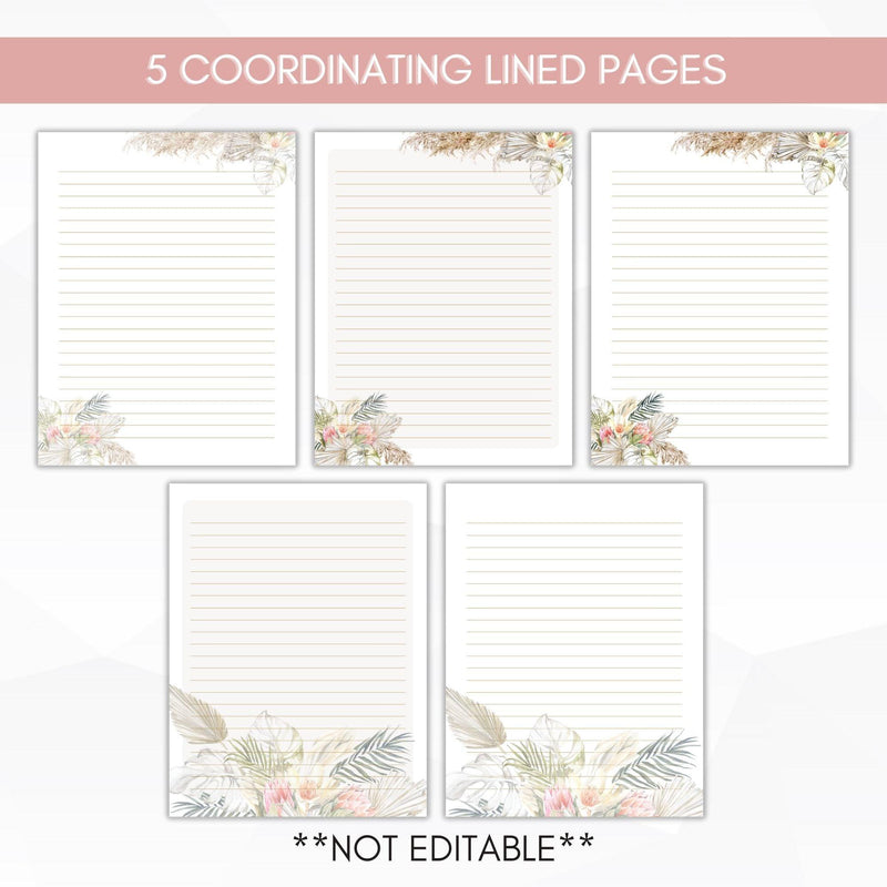 lined floral stationery set