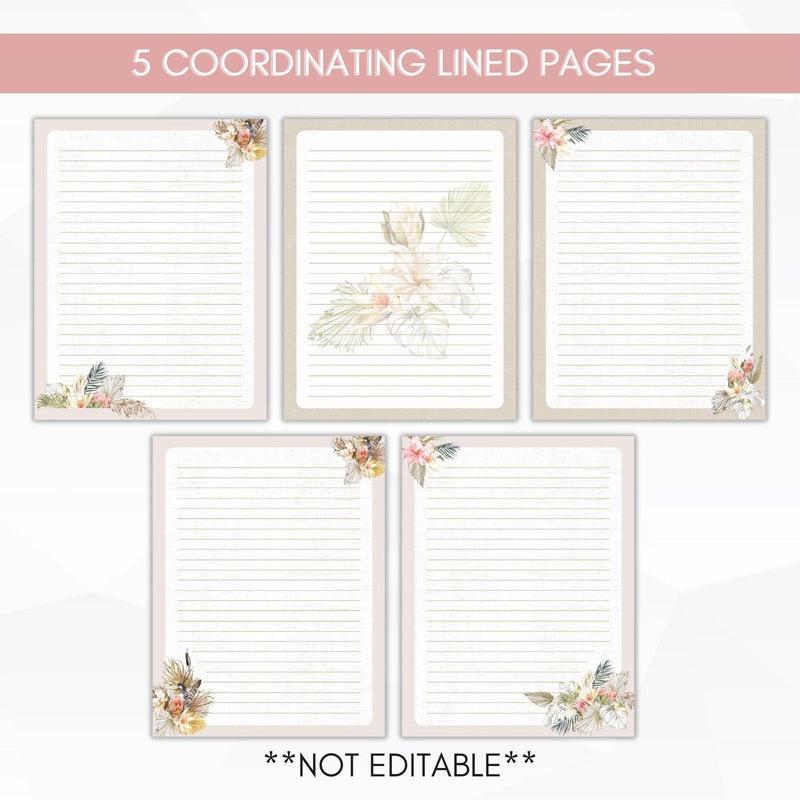 lined floral stationery set