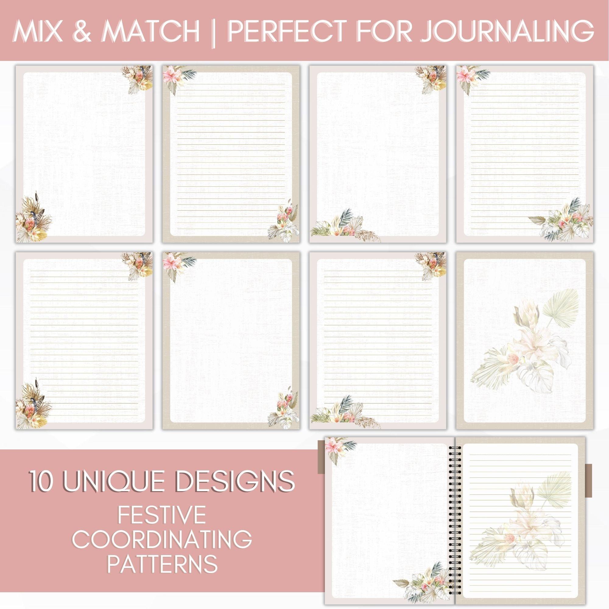 tropical floral stationery paper set printable