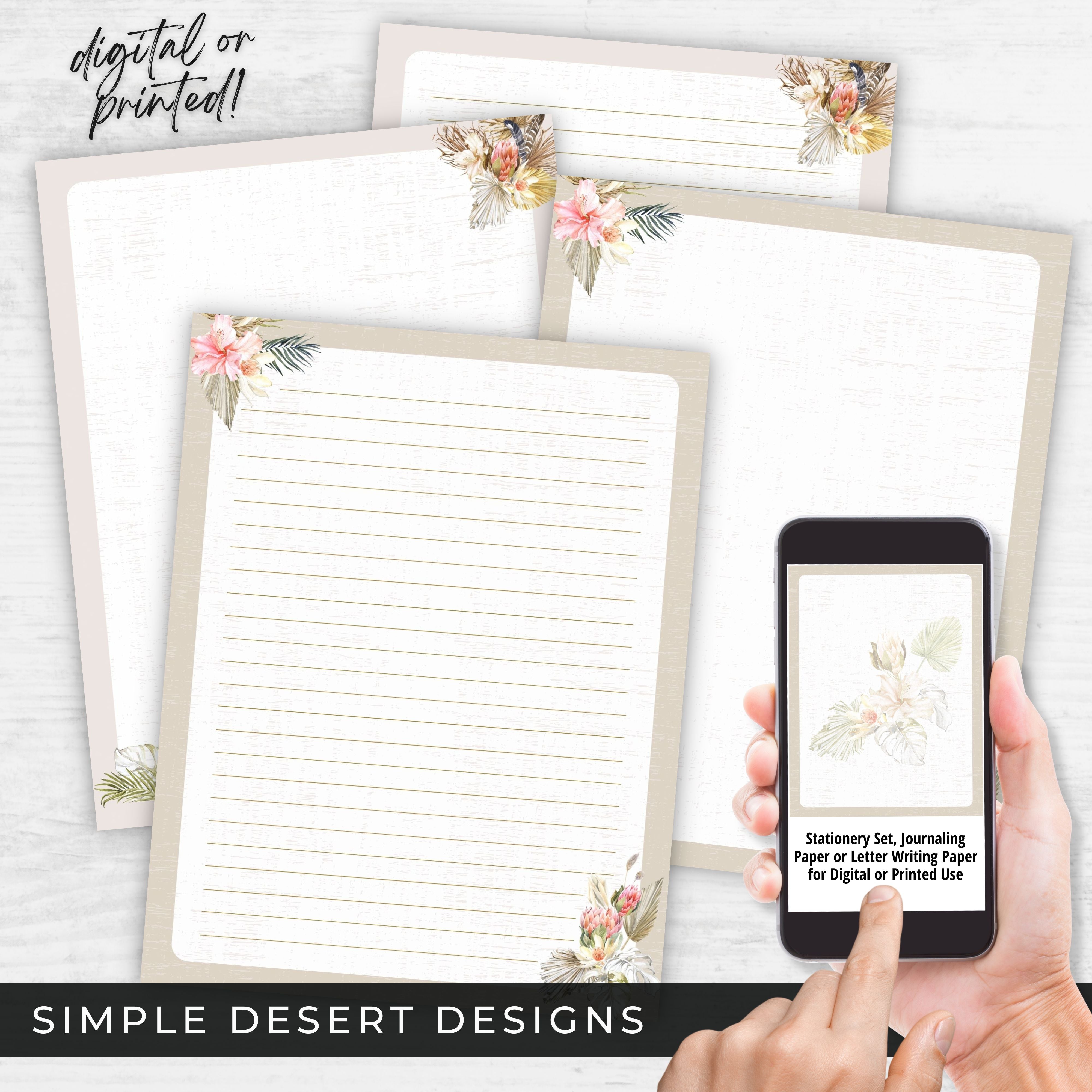 bohemian tropical vintage stationery paper set for journaling notebook