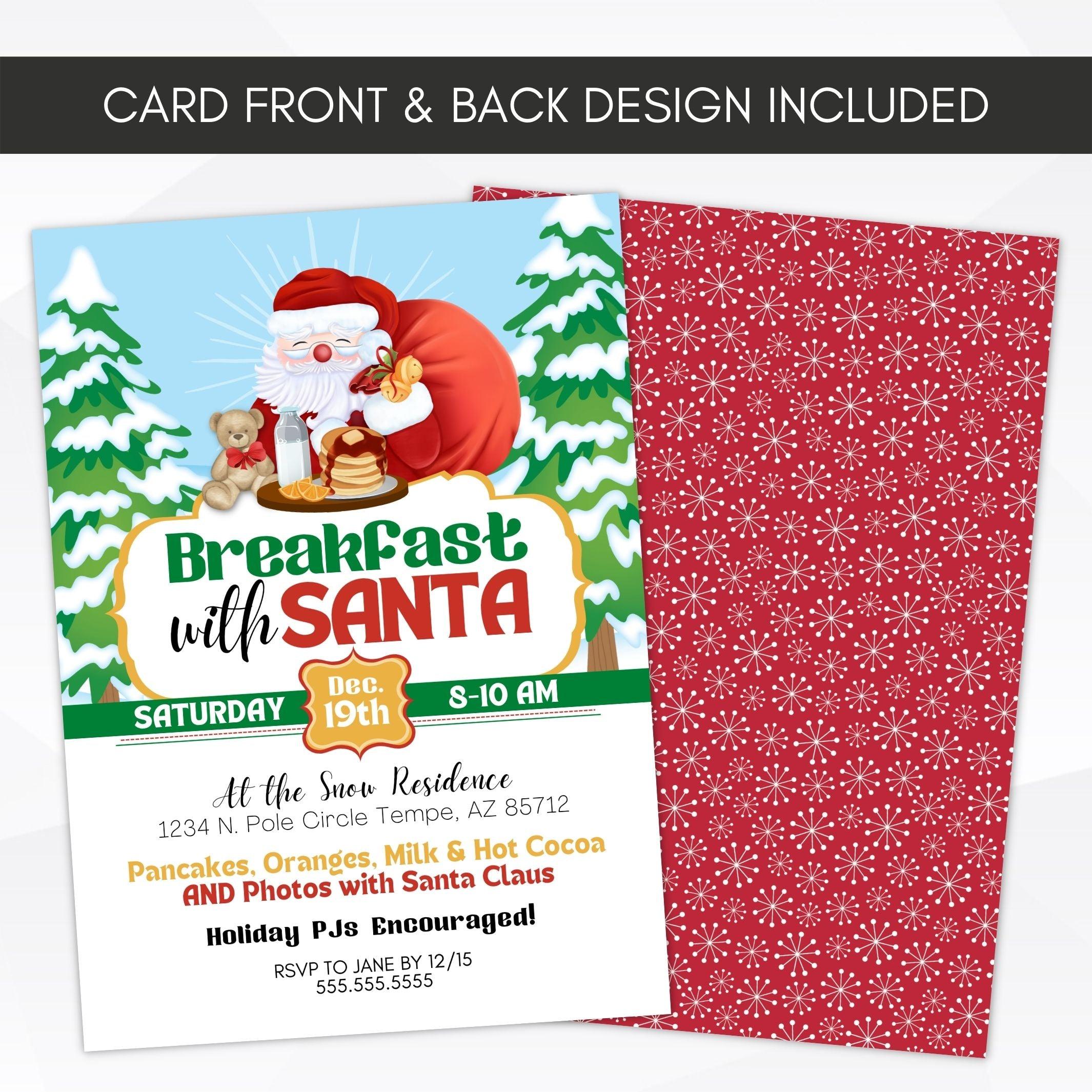 kids Christmas party invitation breakfast with Santa